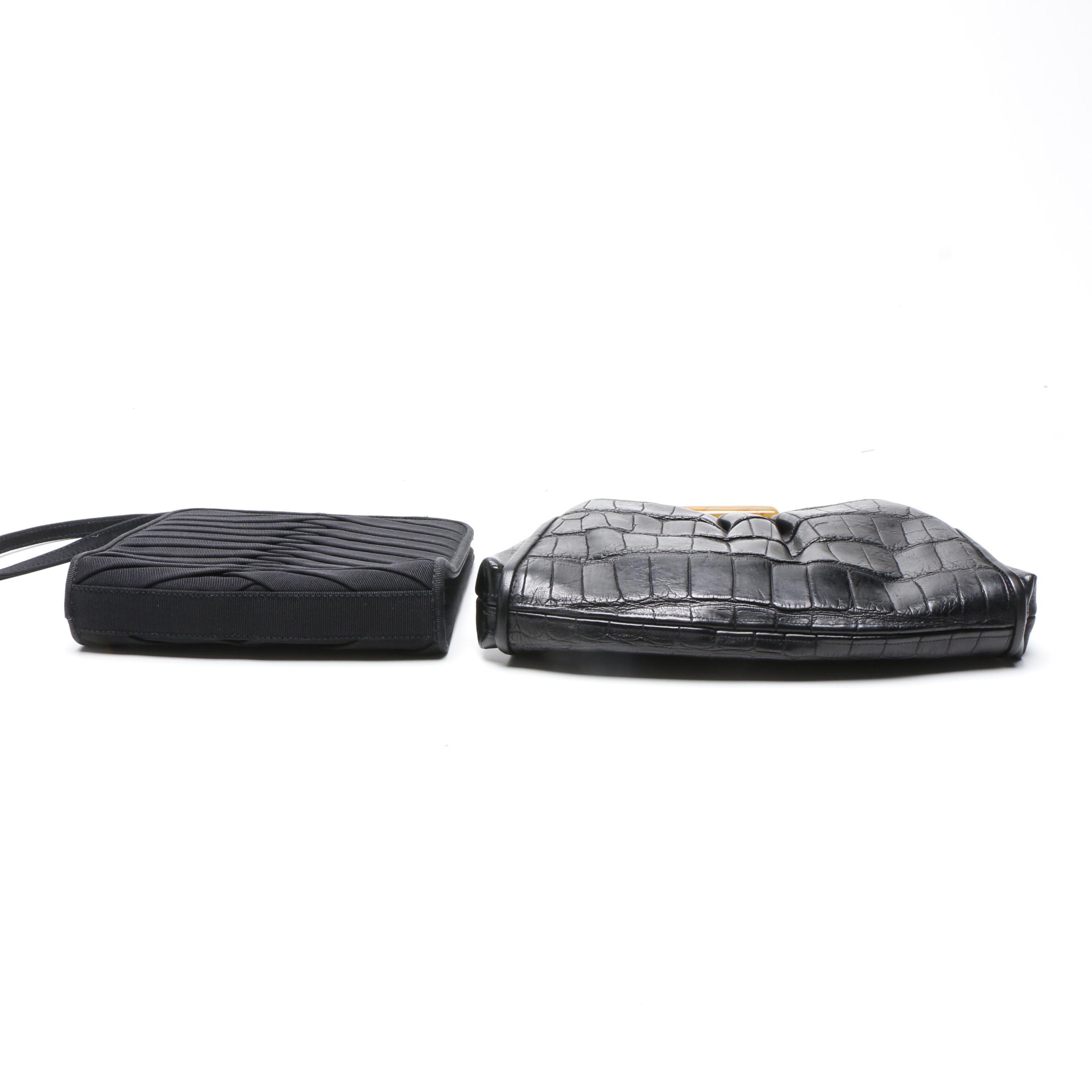 Grace A Agostino Crocodile Embossed Clutch and Giorgio Armani and Walborg Bags