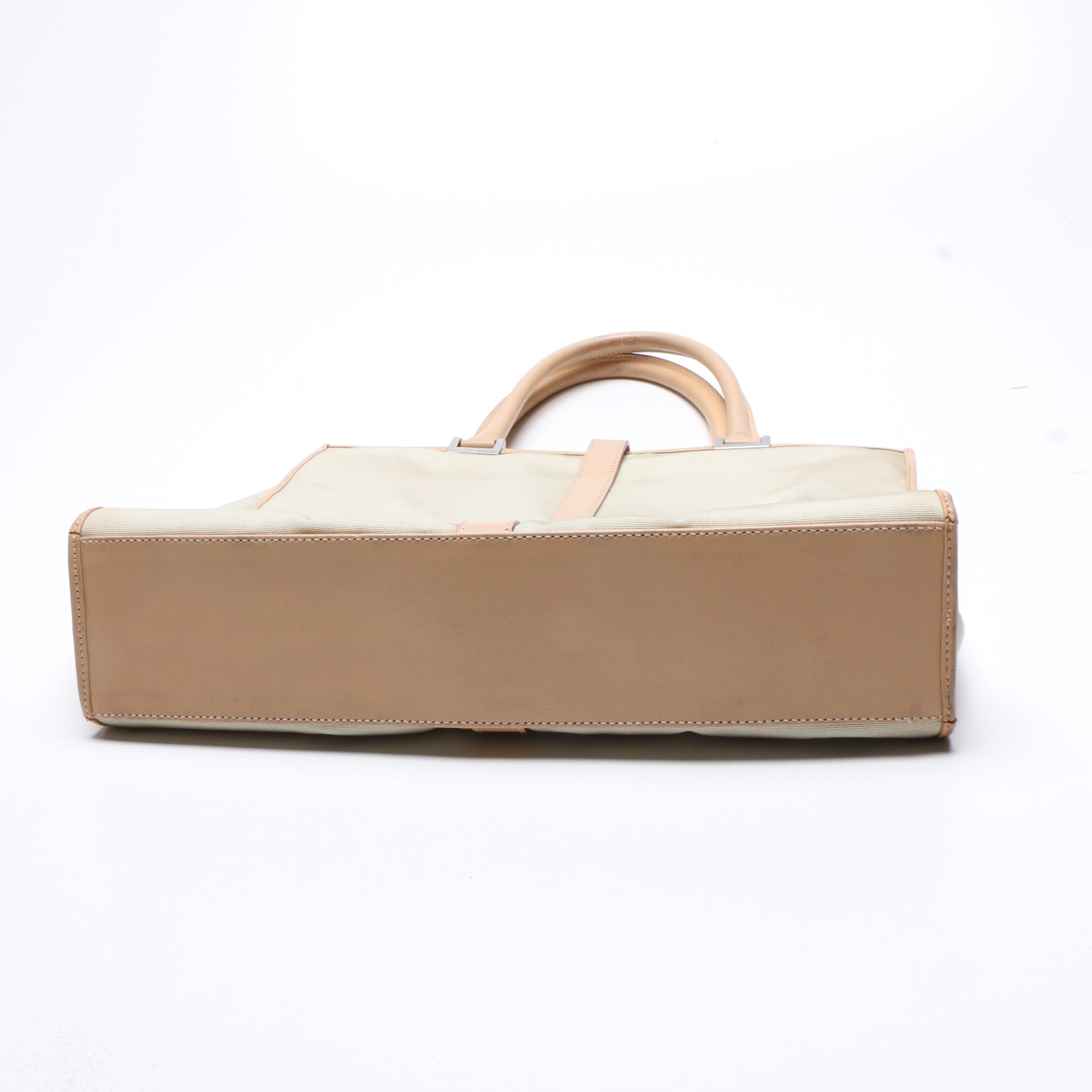 Gucci Beige Nylon and Leather Tote Bag