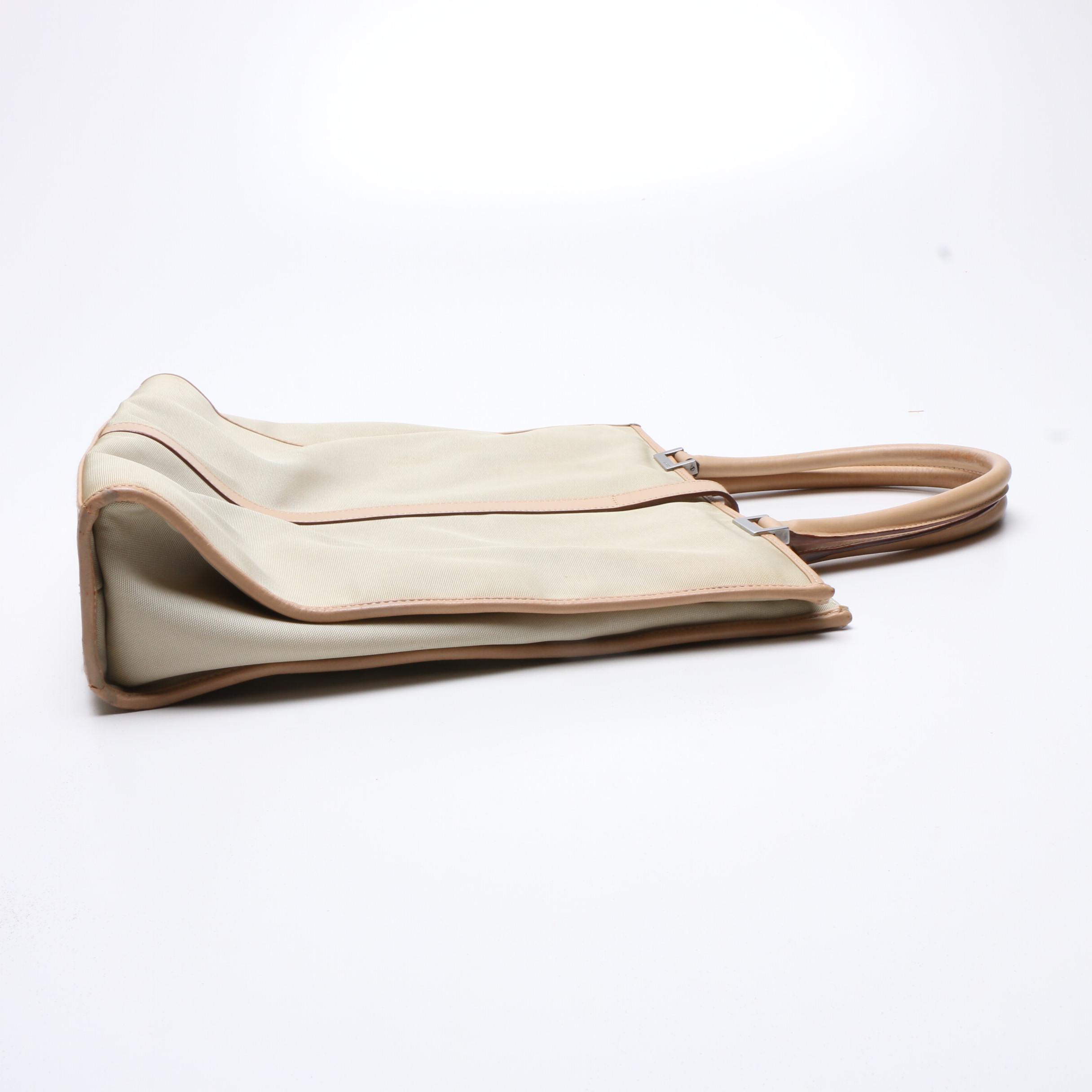 Gucci Beige Nylon and Leather Tote Bag