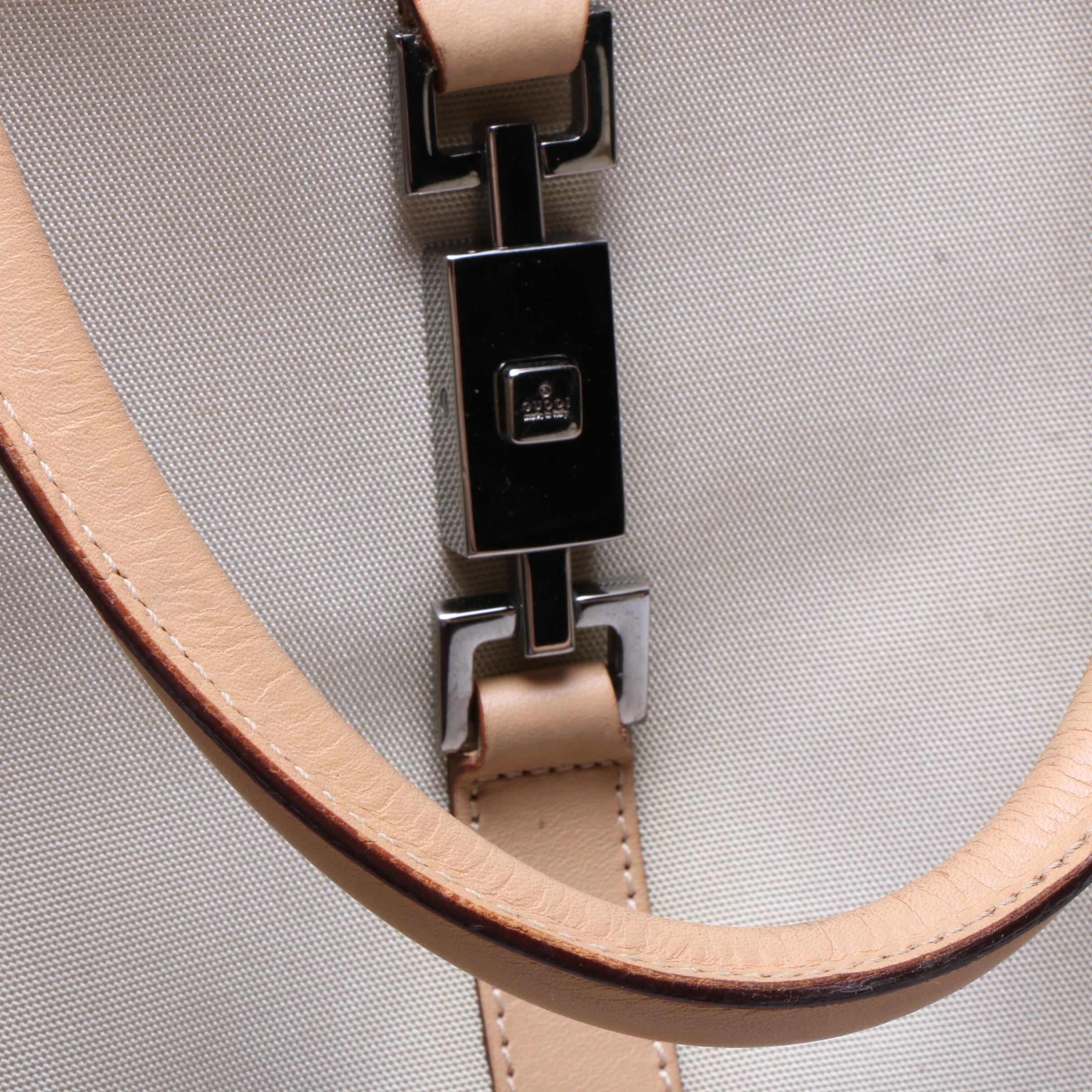 Gucci Beige Nylon and Leather Tote Bag