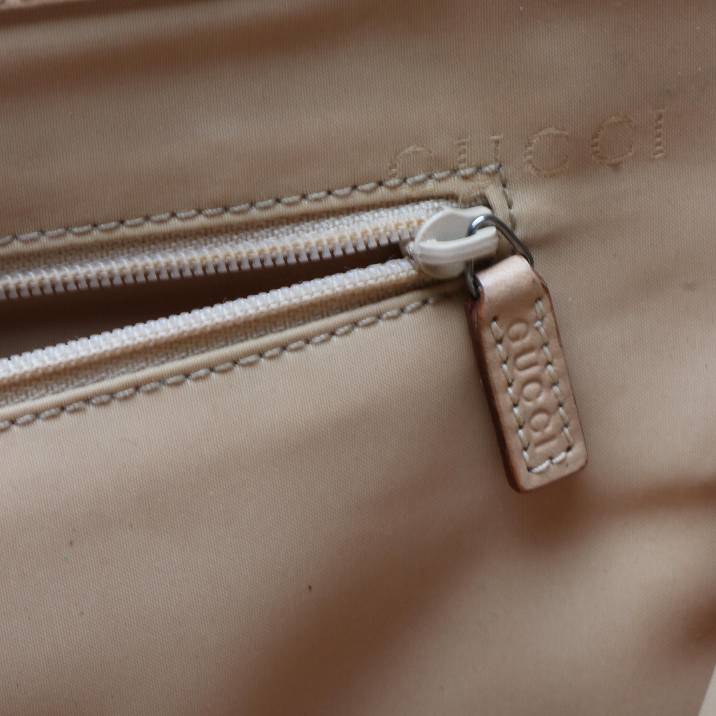 Gucci Beige Nylon and Leather Tote Bag