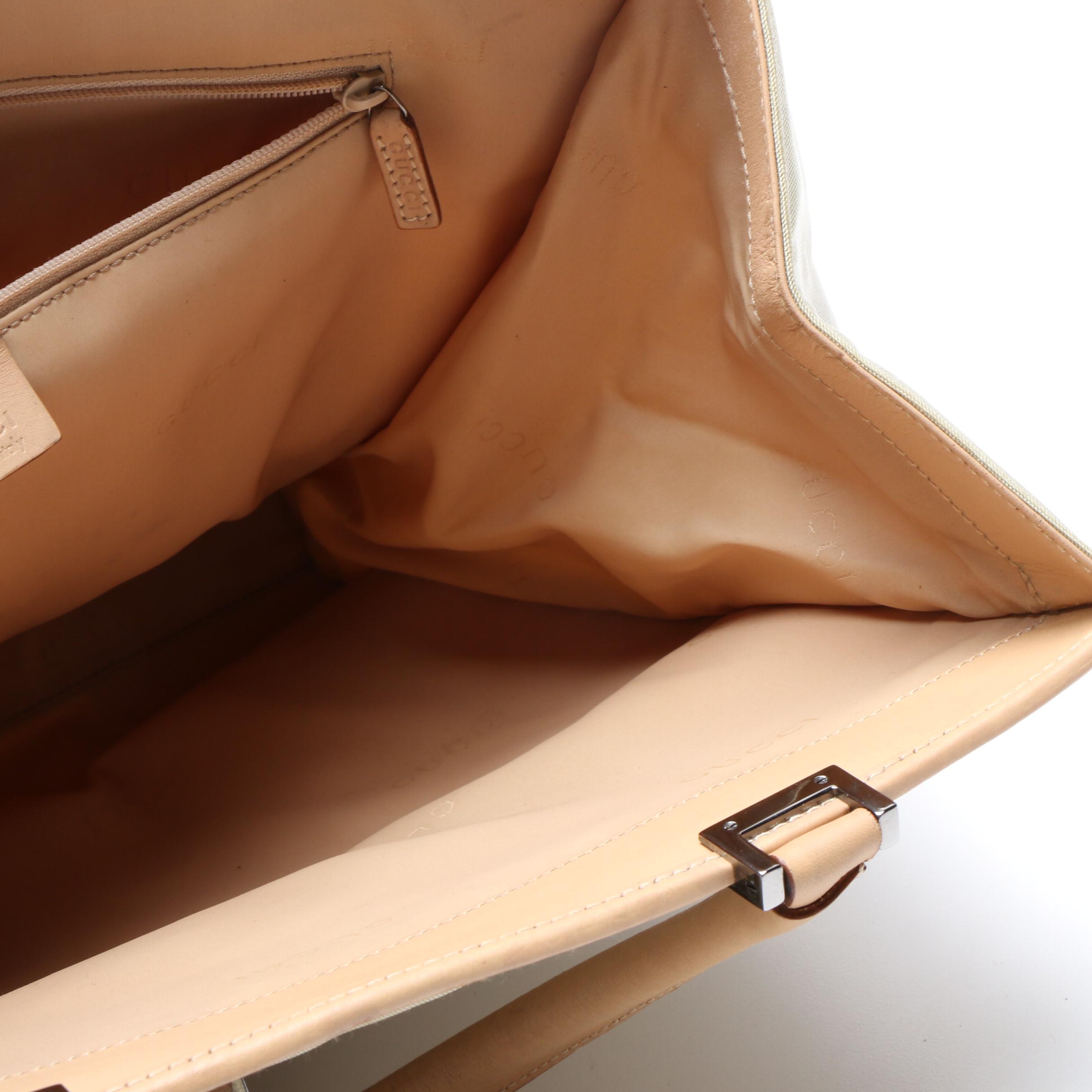 Gucci Beige Nylon and Leather Tote Bag