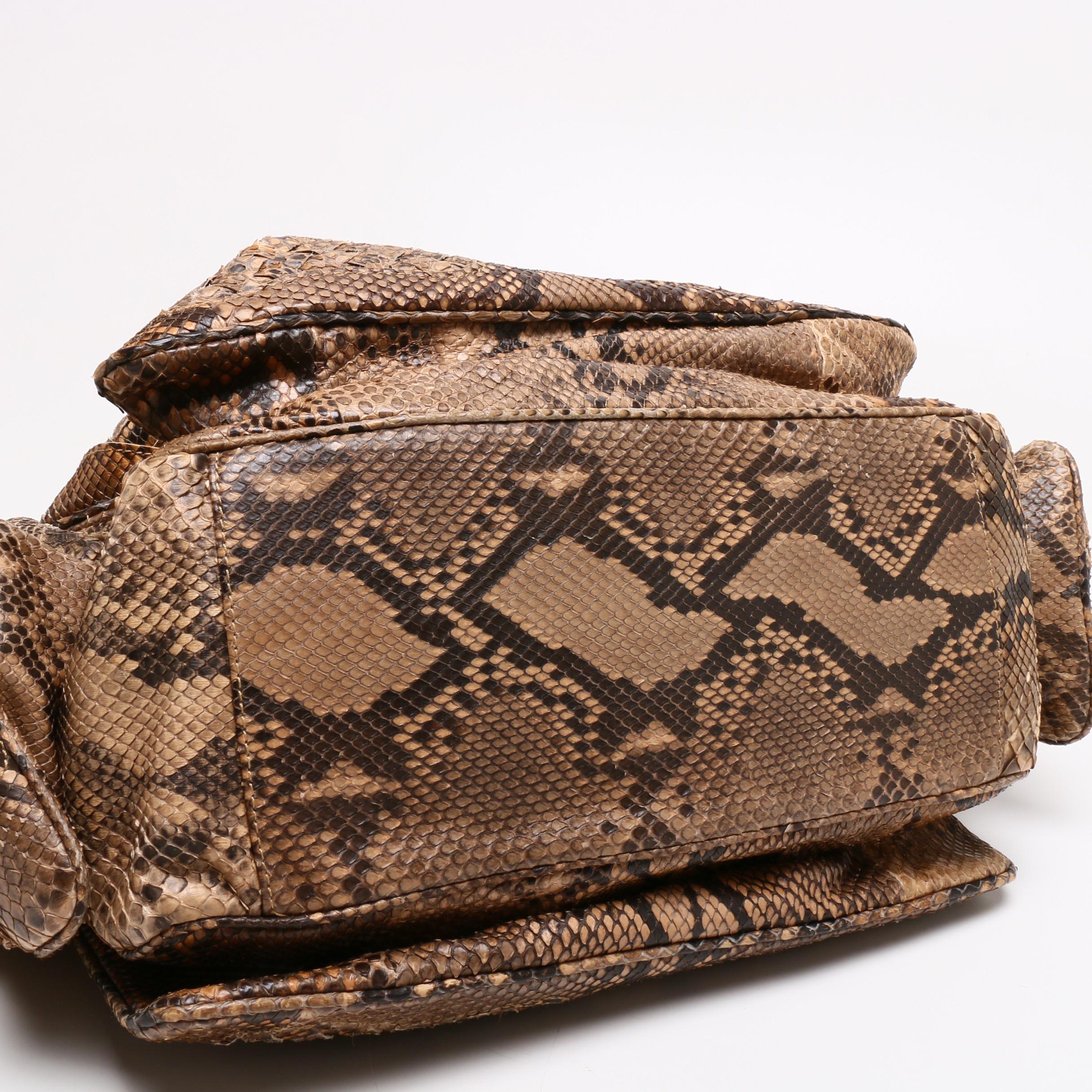 Bottega Veneta Intrecciato Python Skin Bag with Tortoiseshell Style Chain Strap
