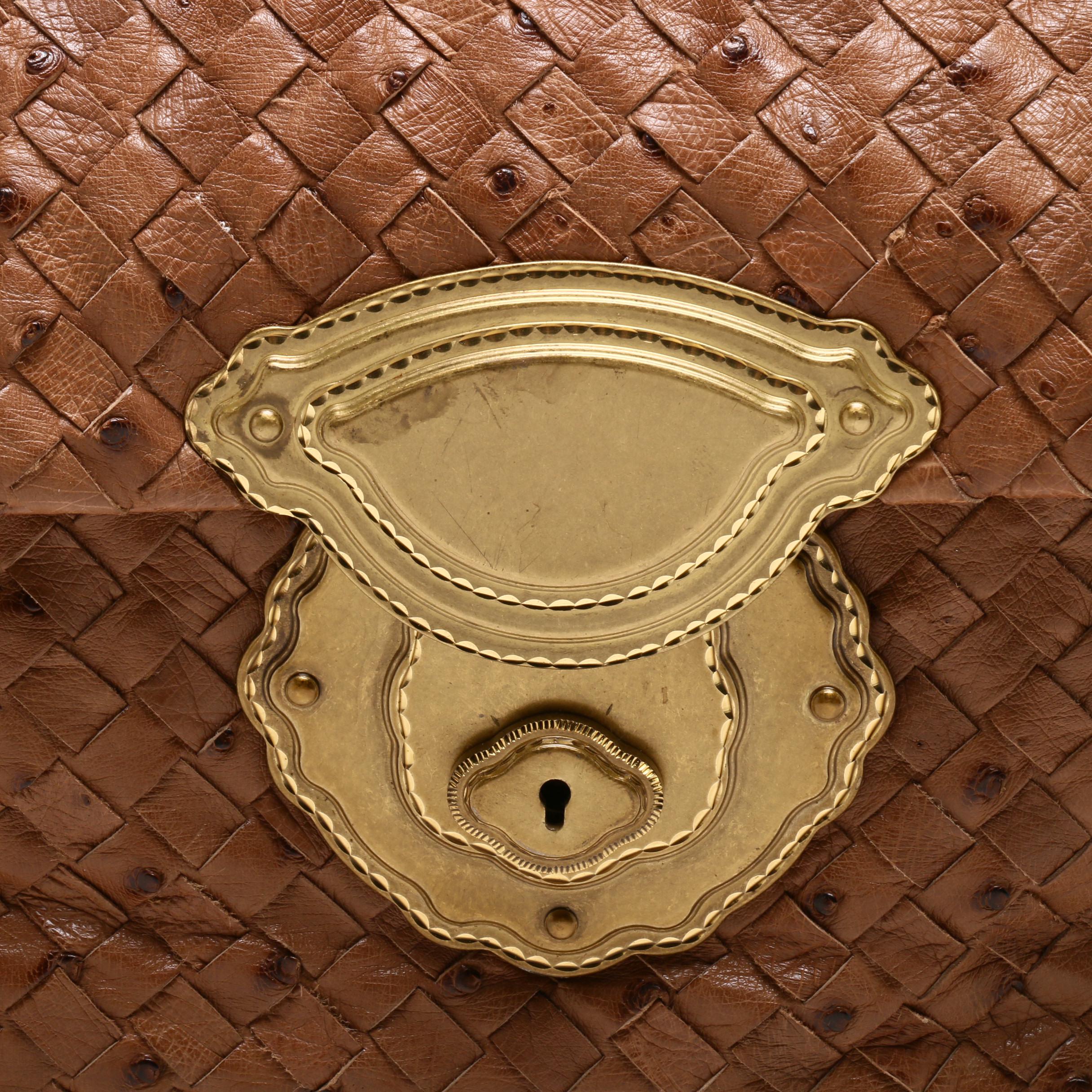 Bottega Veneta Intrecciato Ostrich Leather Satchel