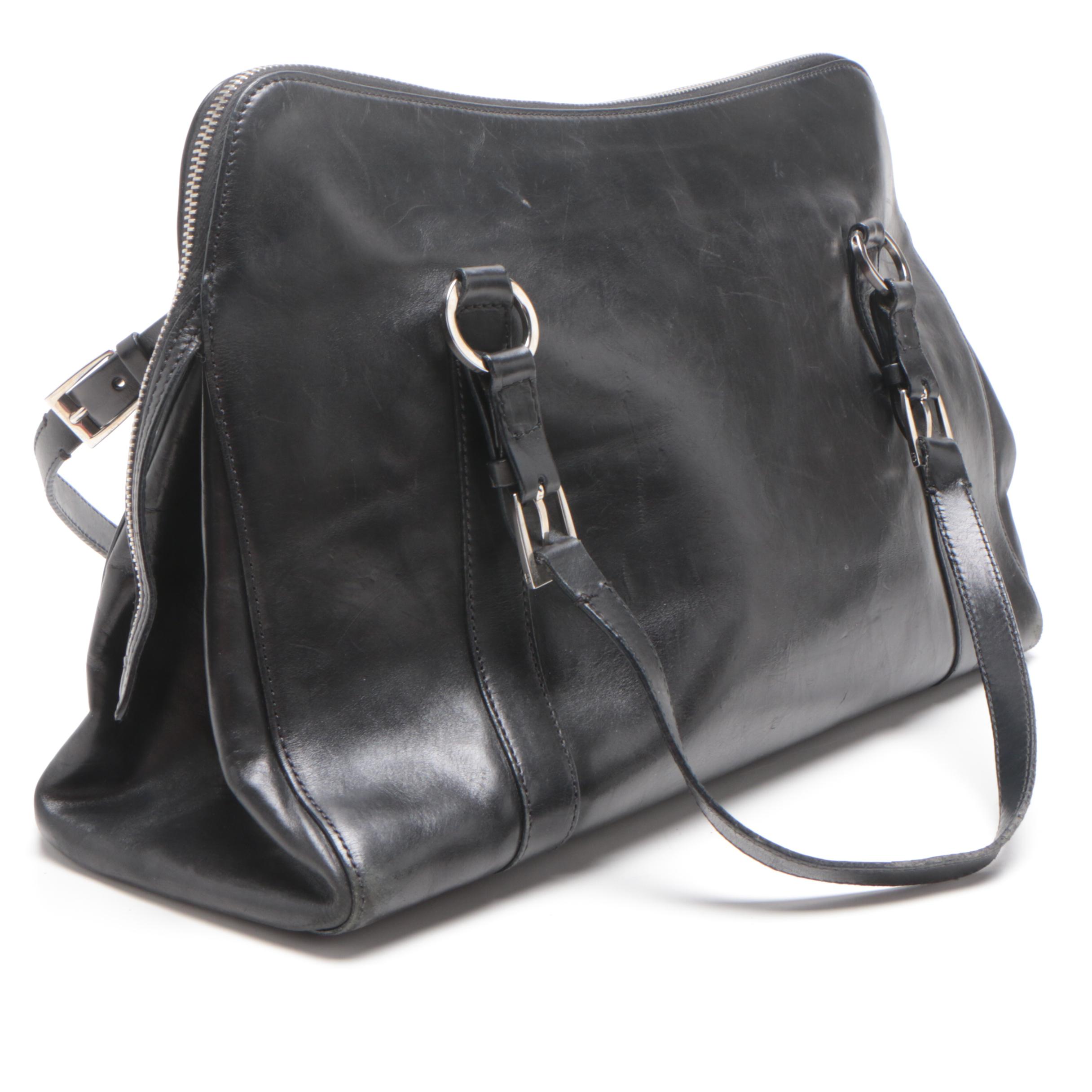 Christian Dior Paris Black Leather Piercing Handbag