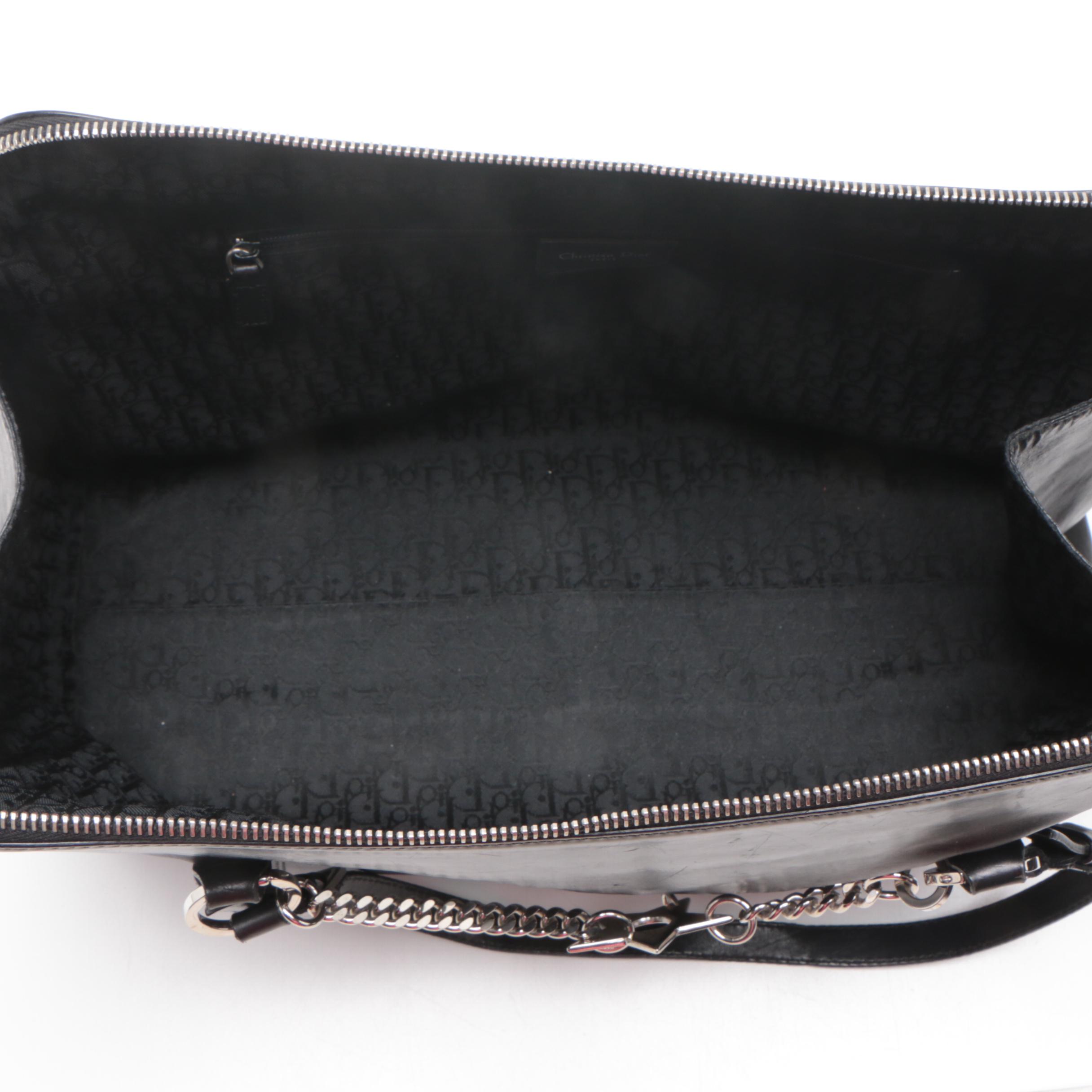 Christian Dior Paris Black Leather Piercing Handbag
