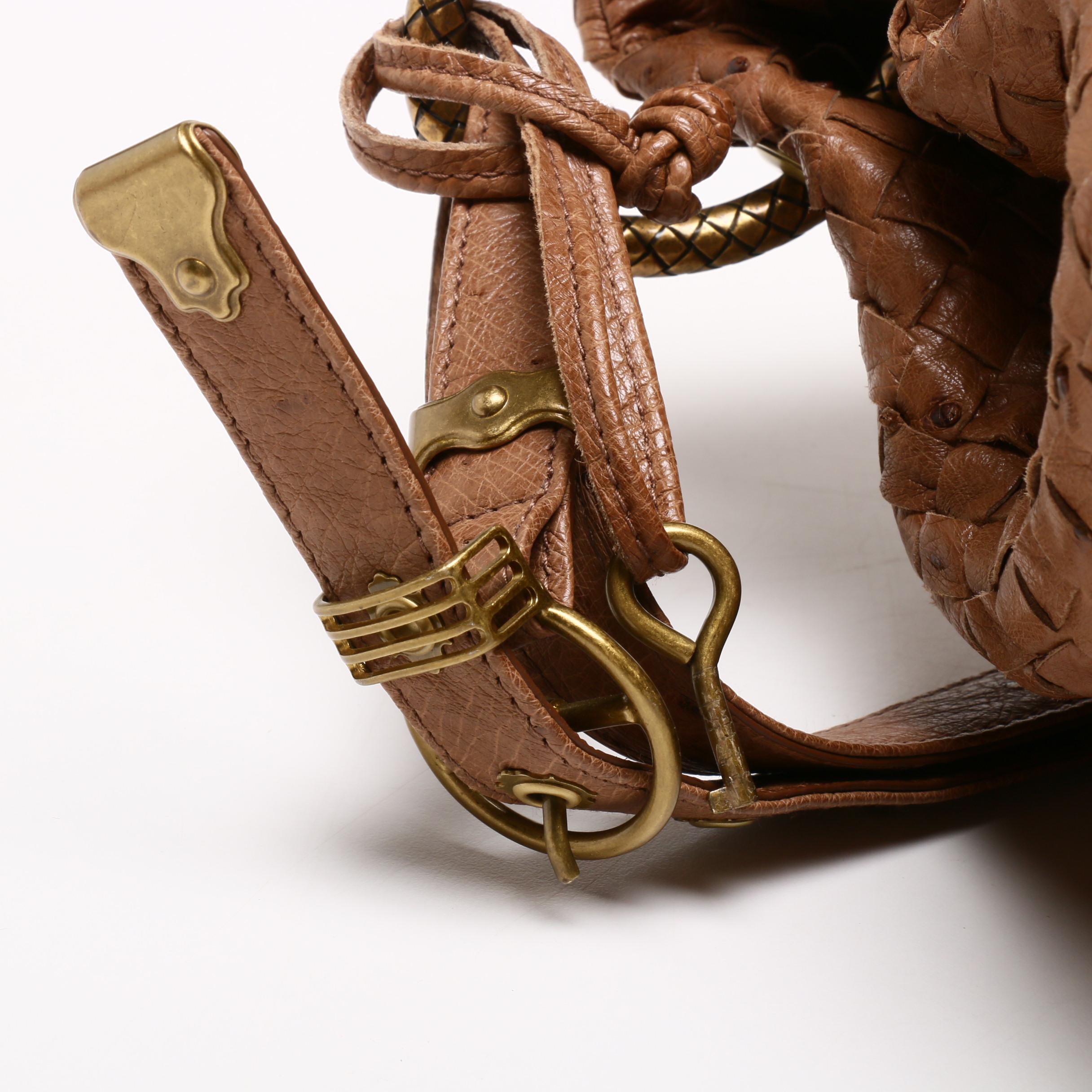 Bottega Veneta Intrecciato Ostrich Leather Satchel