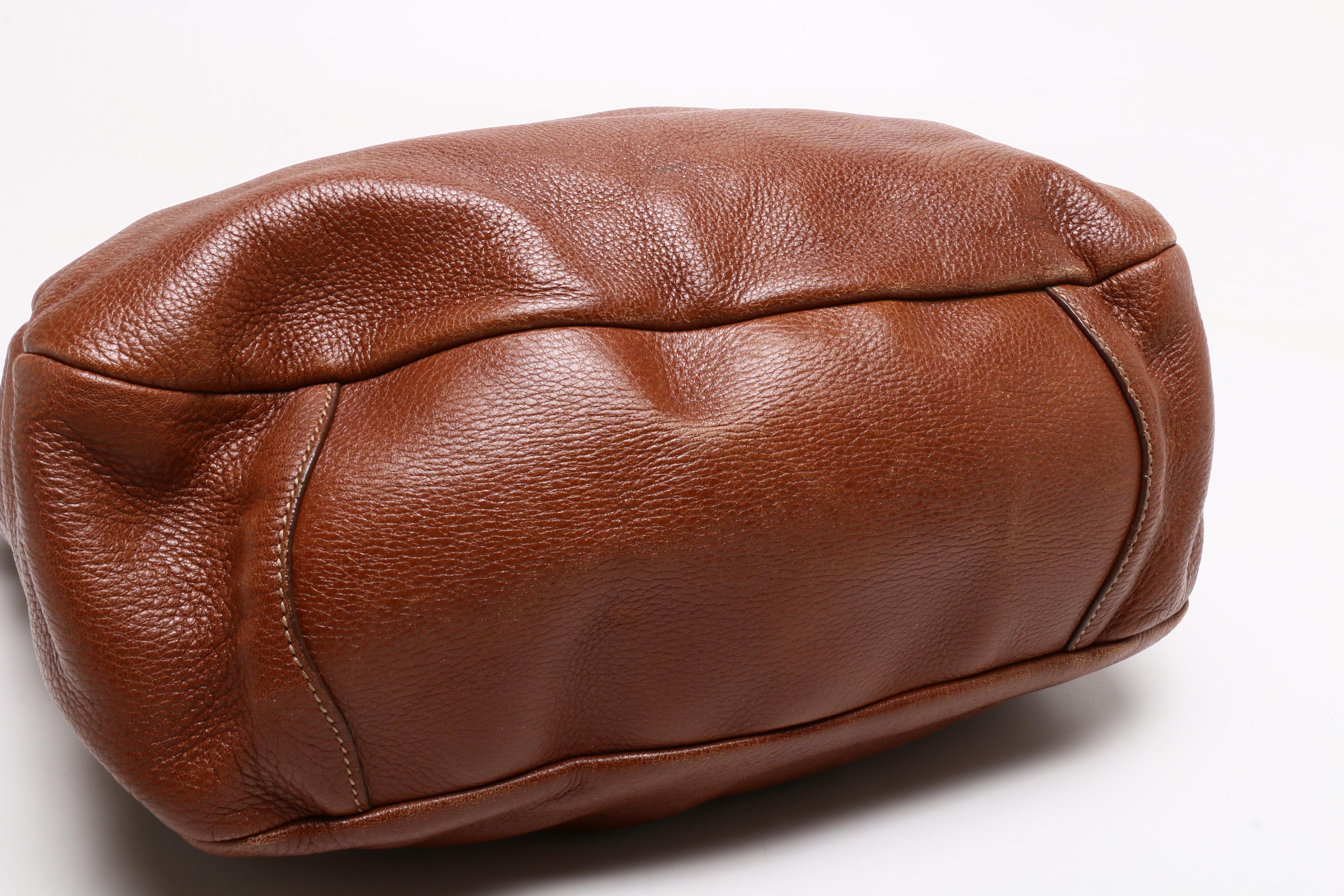 Prada Brown Vitello Daino Leather Hobo Bag