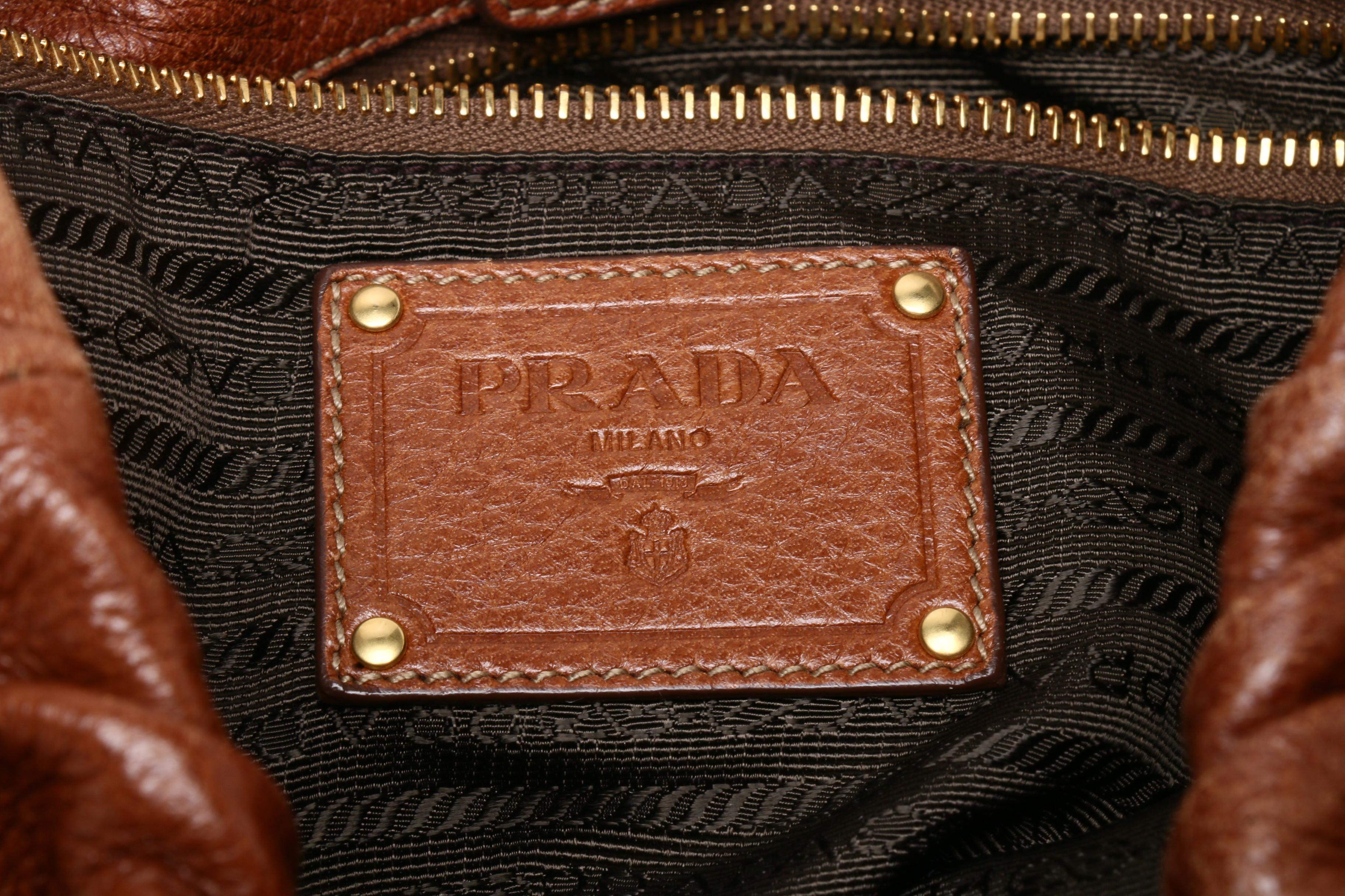 Prada Brown Vitello Daino Leather Hobo Bag