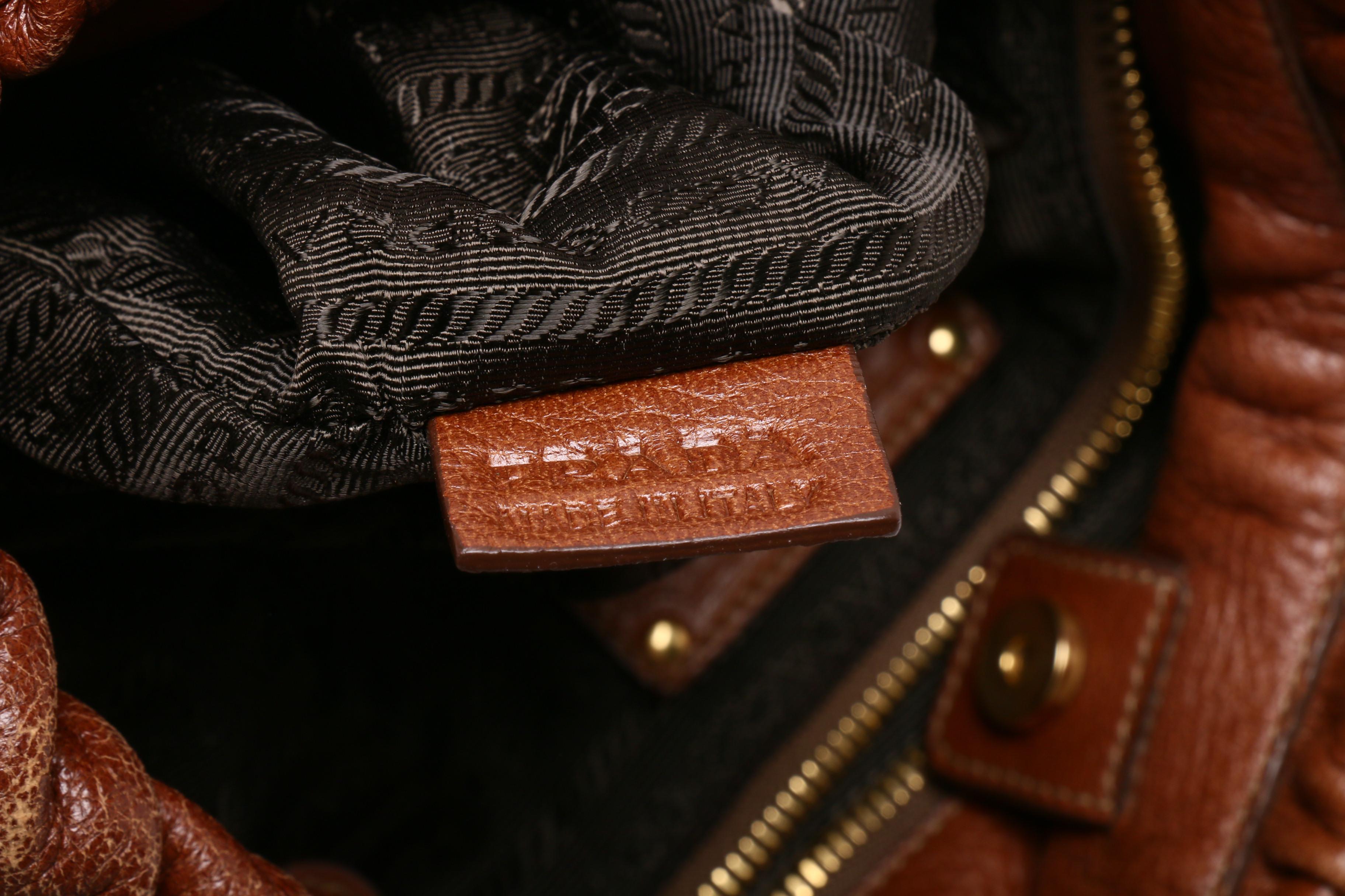 Prada Brown Vitello Daino Leather Hobo Bag