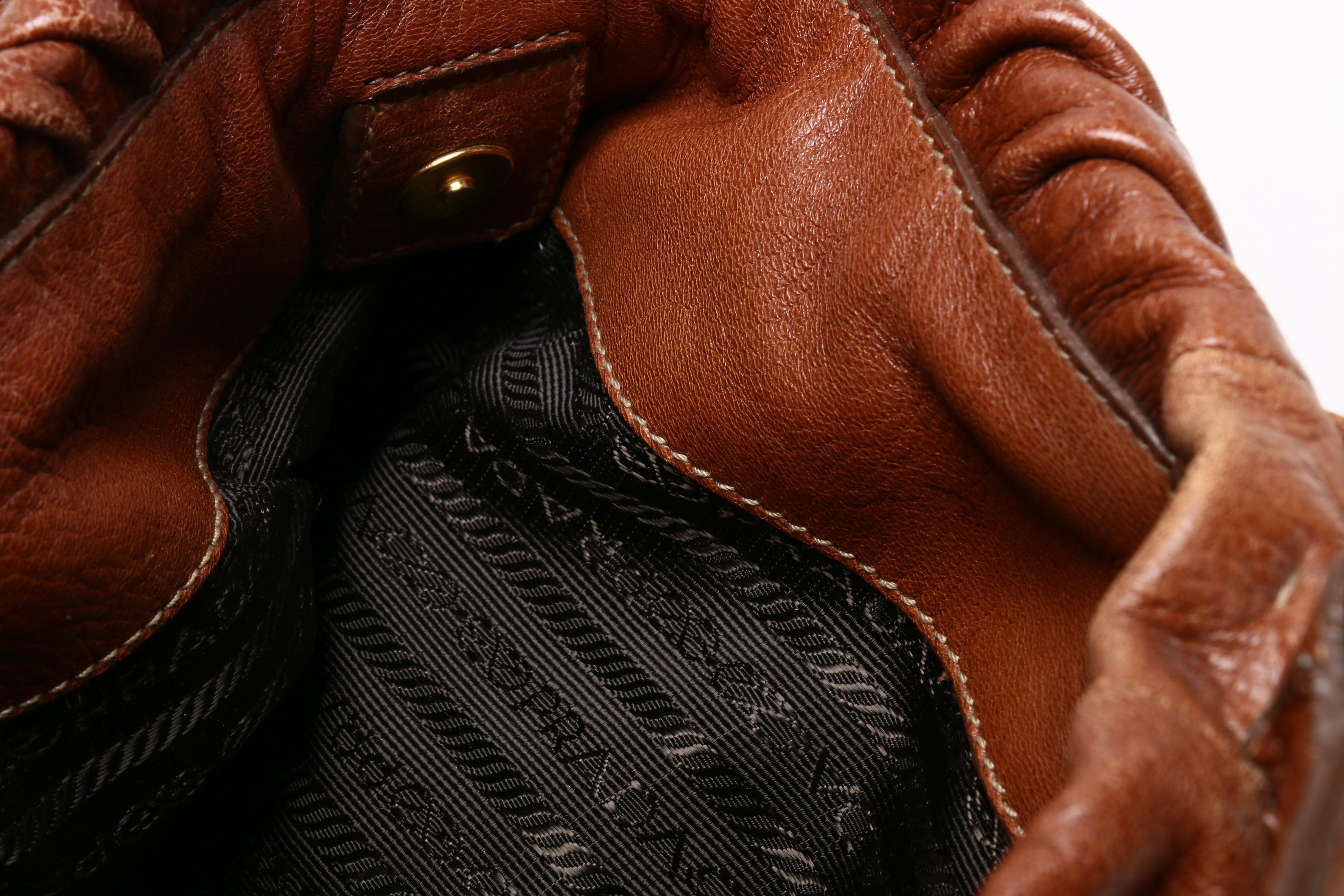 Prada Brown Vitello Daino Leather Hobo Bag