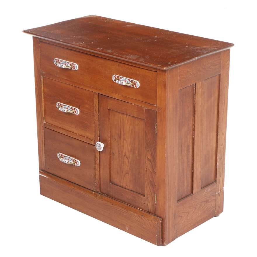 Elm Side Cabinet with Hand-Painted Ceramic Handles