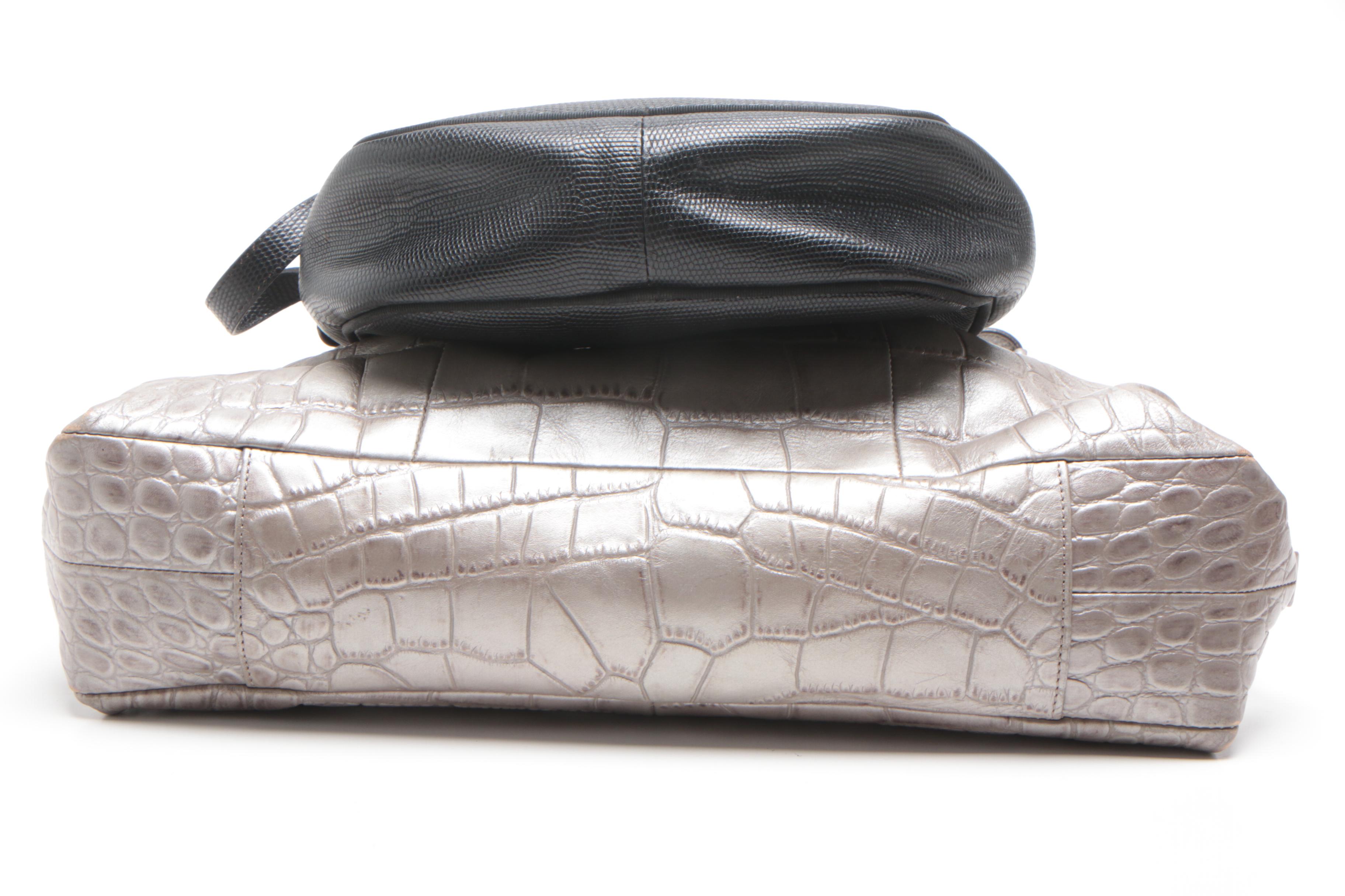 Salvatore Ferragamo Black Leather Valla Shoulder Bag and Coach Ashley Tote Bag