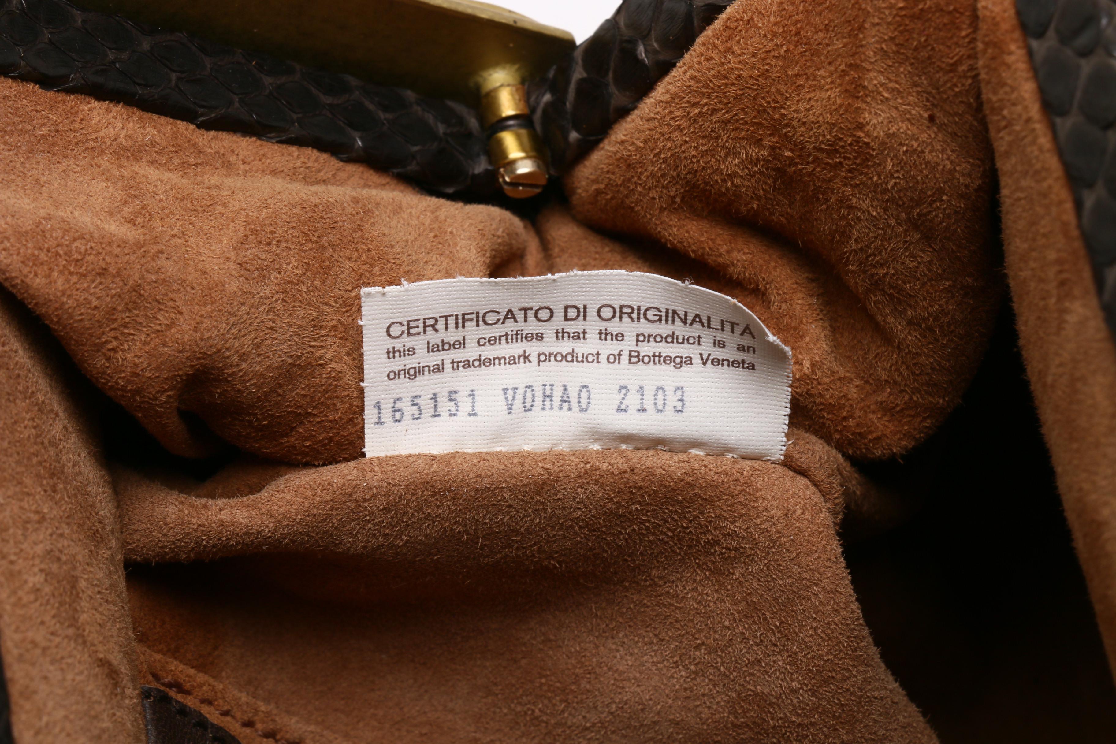 Bottega Veneta Dark Brown Python Skin Frame Bag