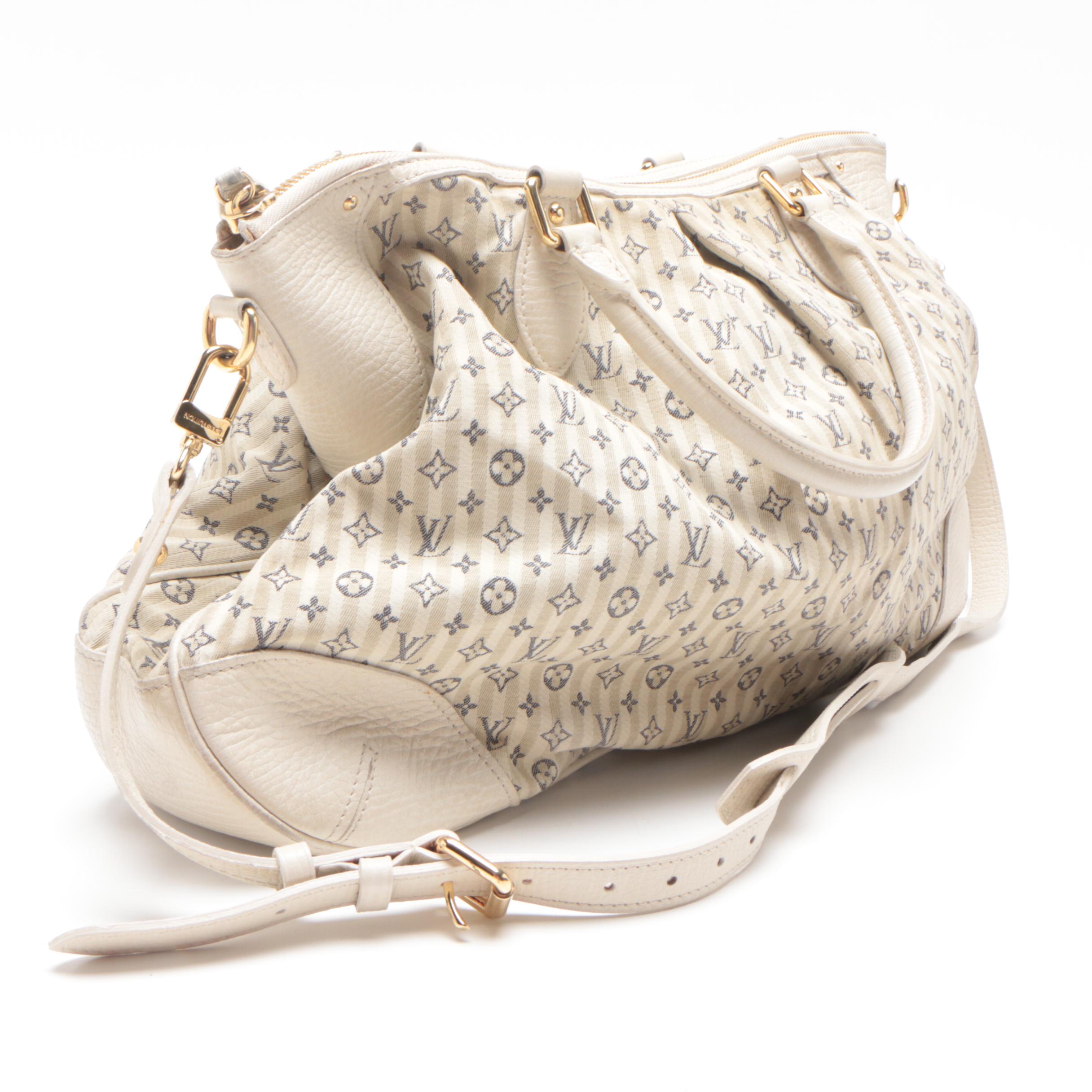 Louis Vuitton White and Blue Monogram Mini Lin Croisette Marina GM Bag