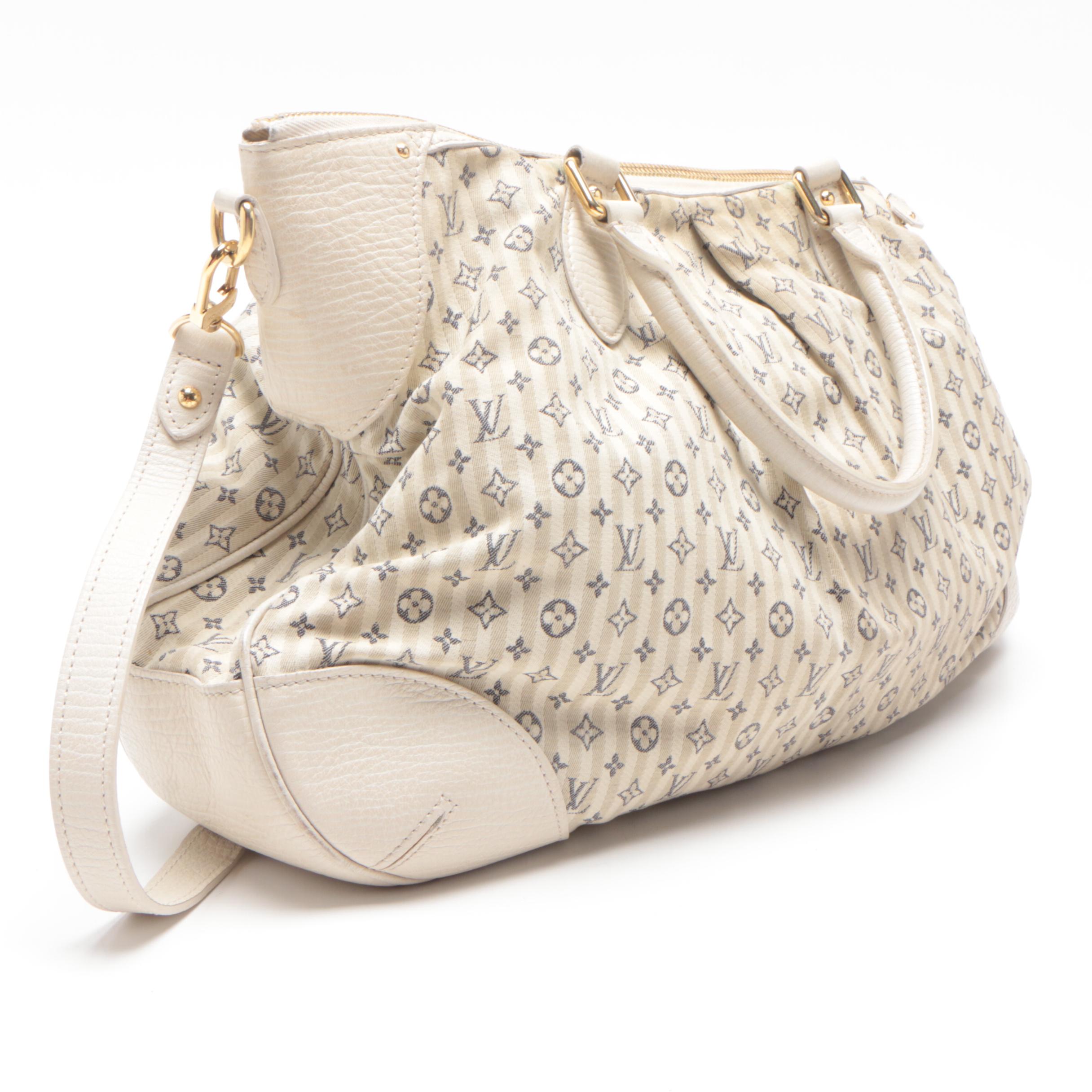 Louis Vuitton White and Blue Monogram Mini Lin Croisette Marina GM Bag