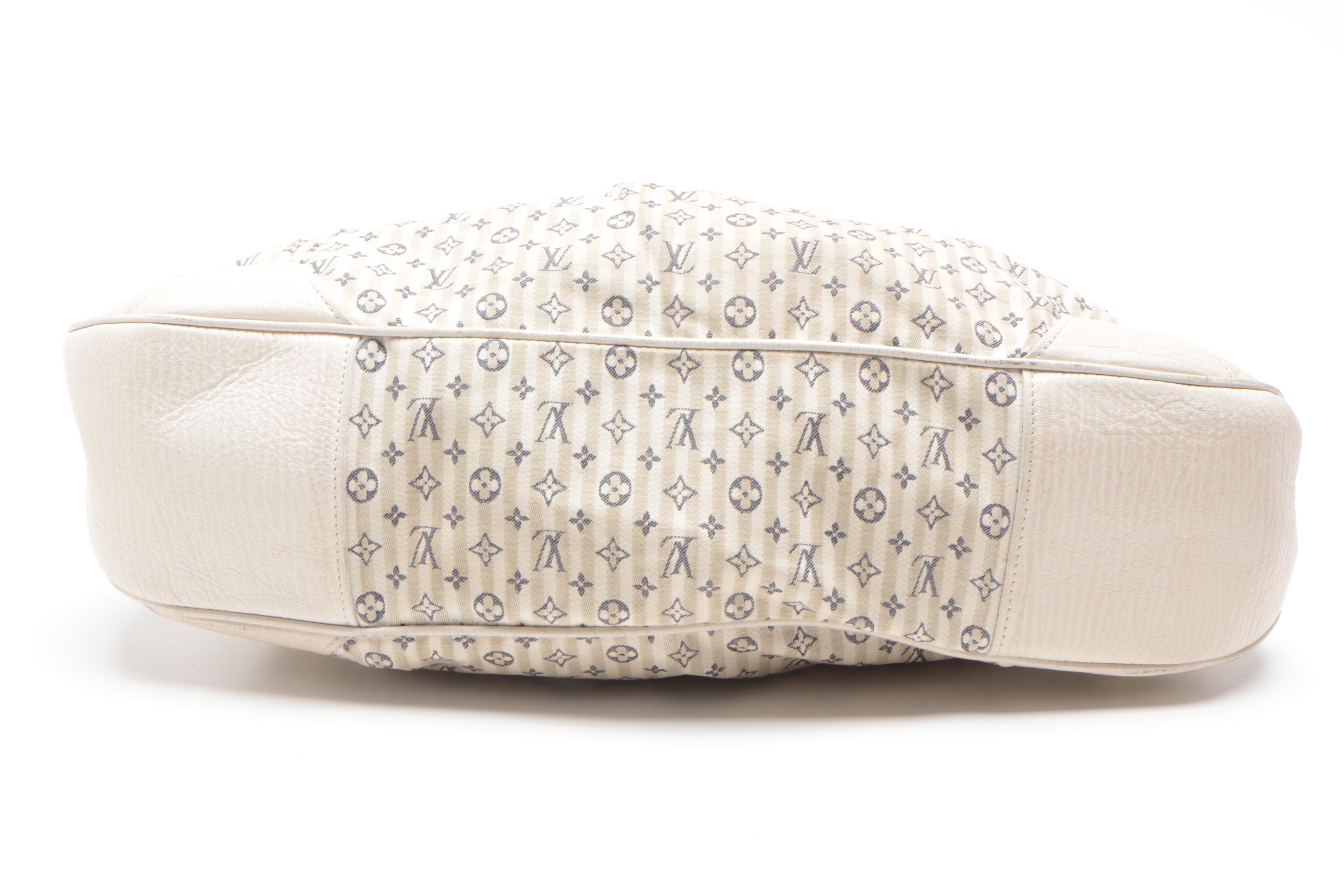 Louis Vuitton White and Blue Monogram Mini Lin Croisette Marina GM Bag