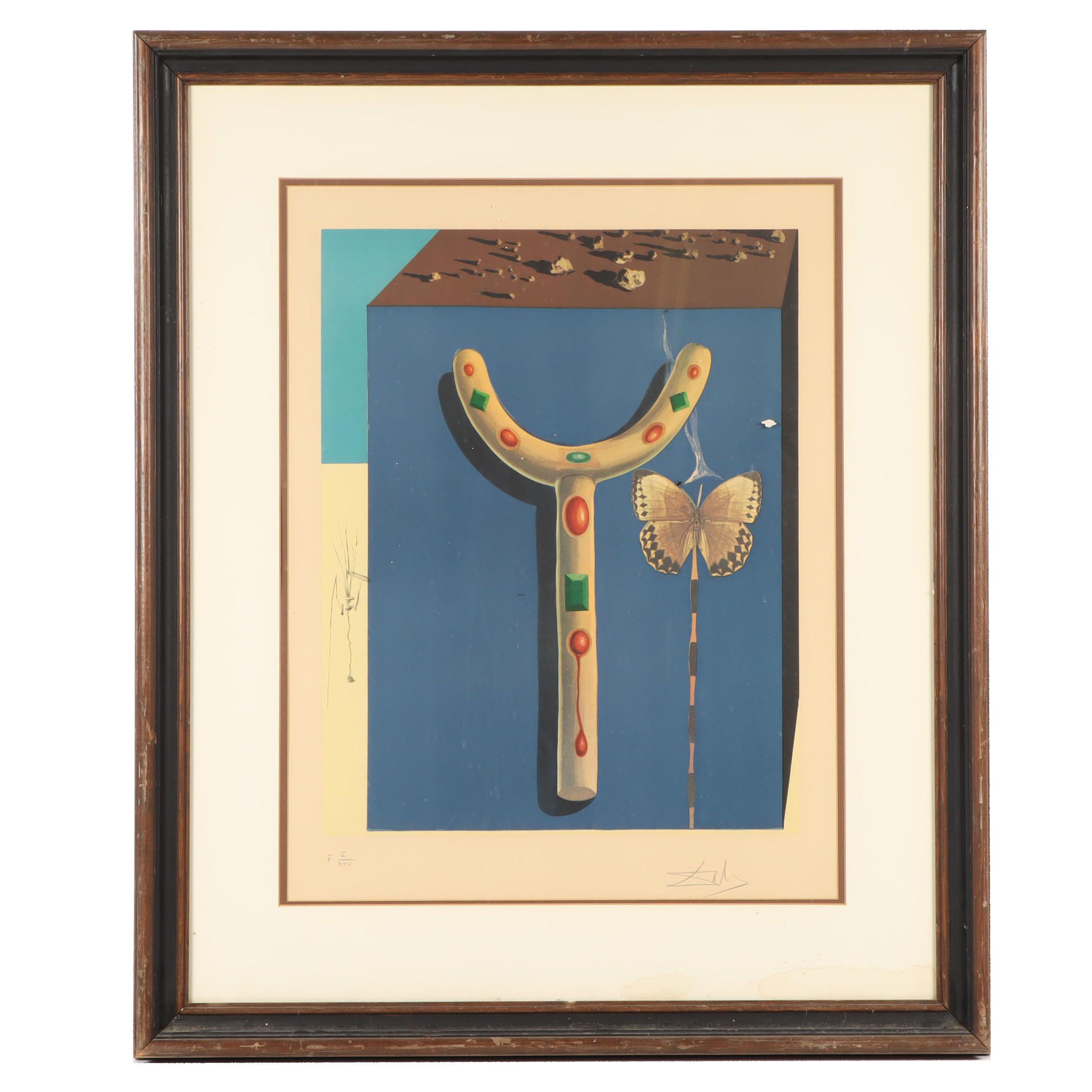Salvador Dalí Etching with Photolithograph "Surrealist Crutches"
