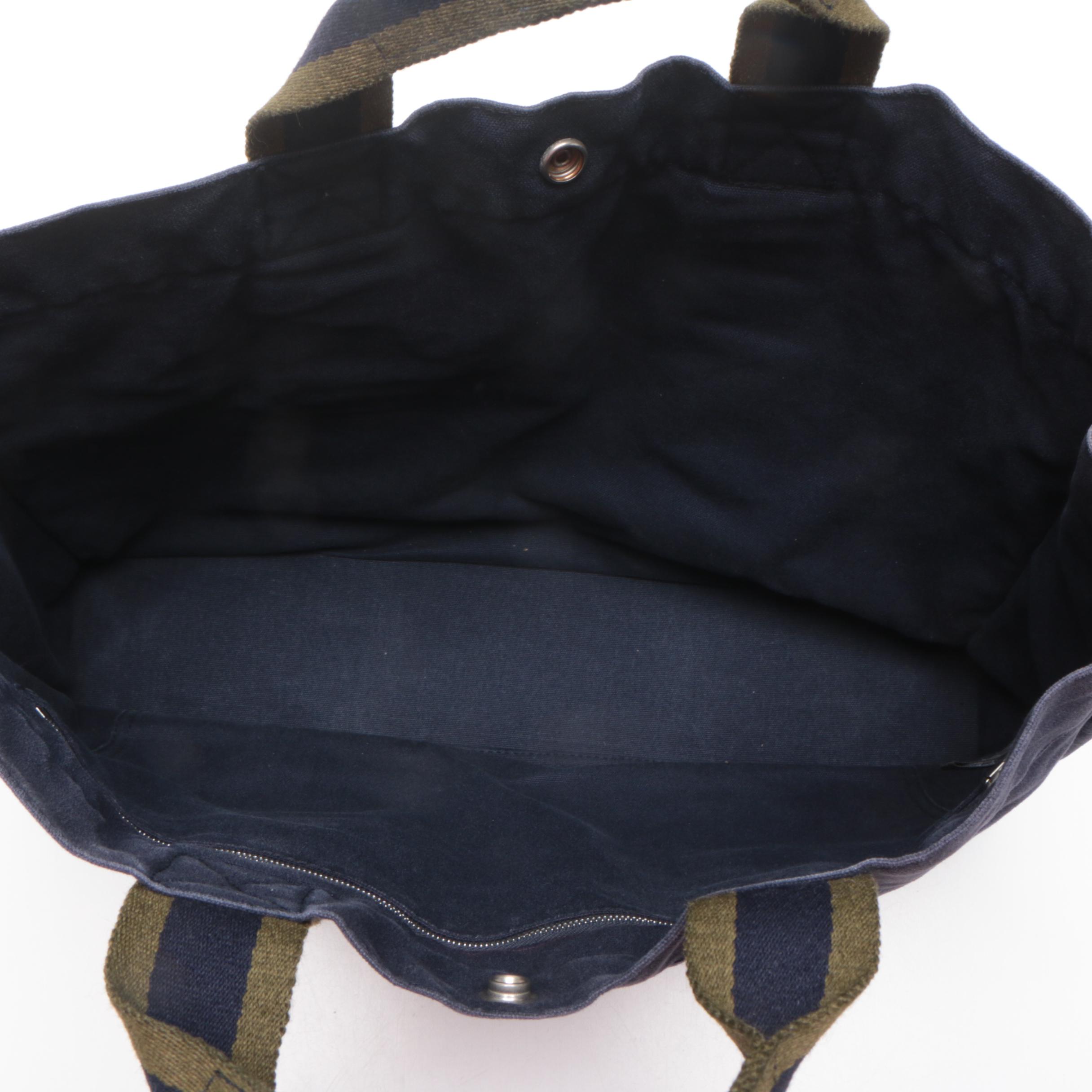 Hermès Paris Navy Blue Fourre-Tout Canvas Tote Bag