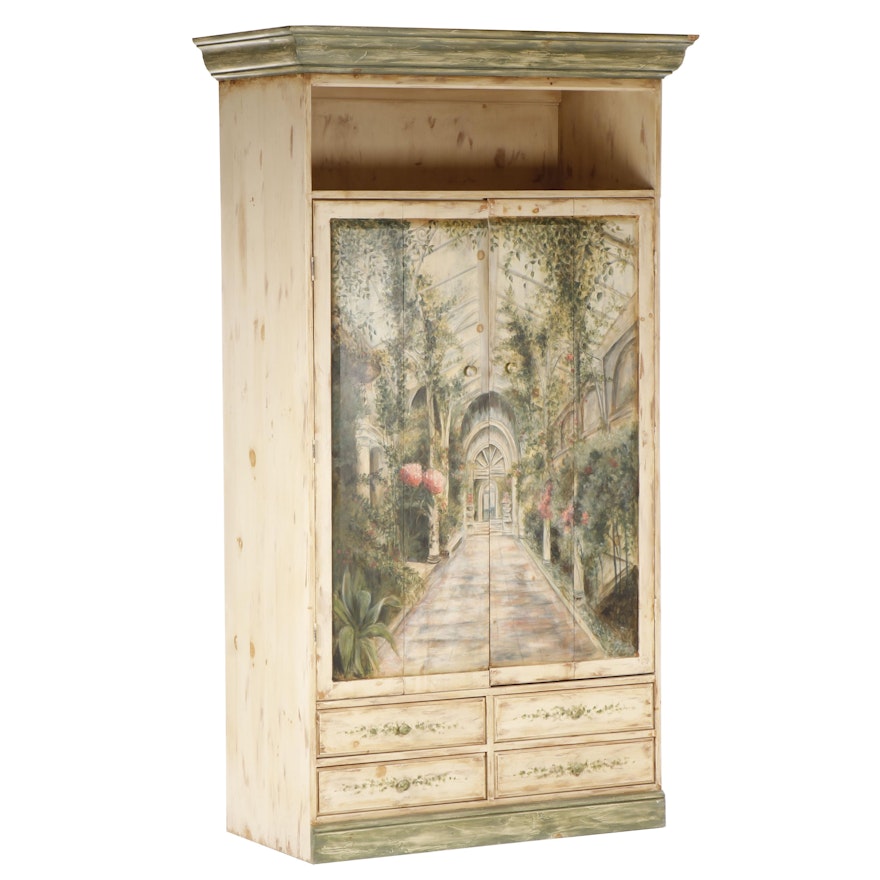 Habersham "Garden Room" Hand-Painted Media Center Cabinet