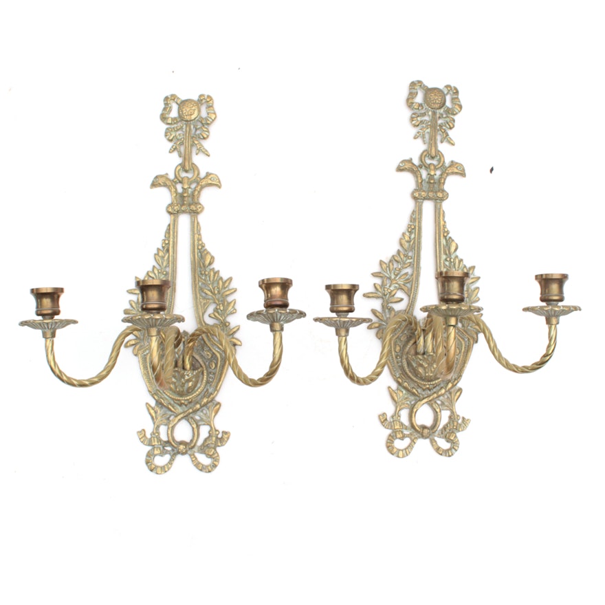 Brass French Style Candle Sconces