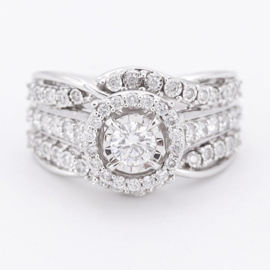 10K White Gold Diamond Ring