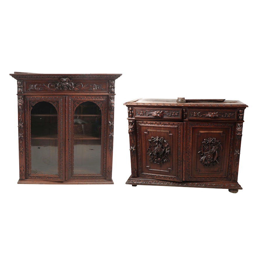 Continental Renaissance Revival Carved Oak Cabinet, Late 19th Century