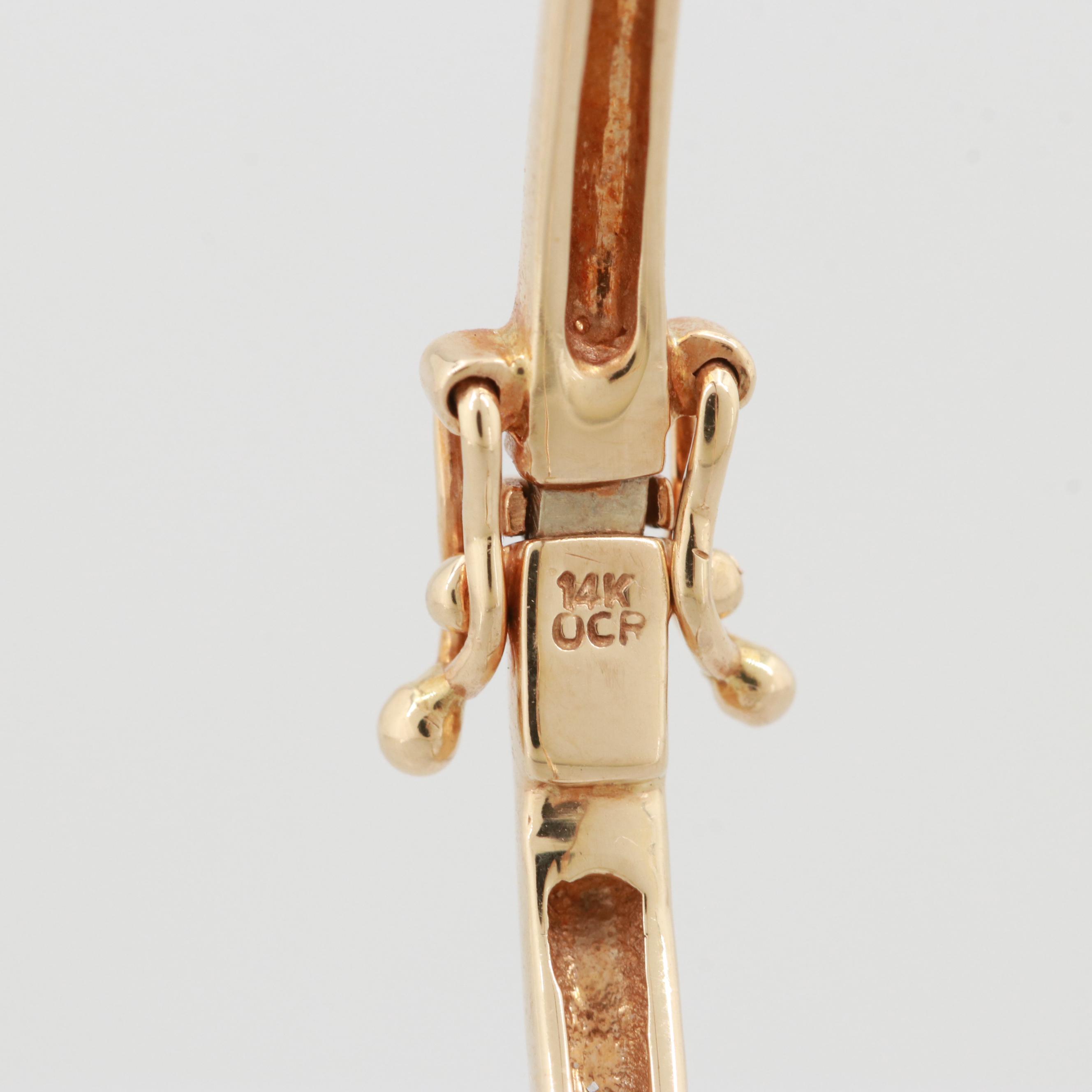 14K Yellow Gold Diamond Hinged Bangle Bracelet