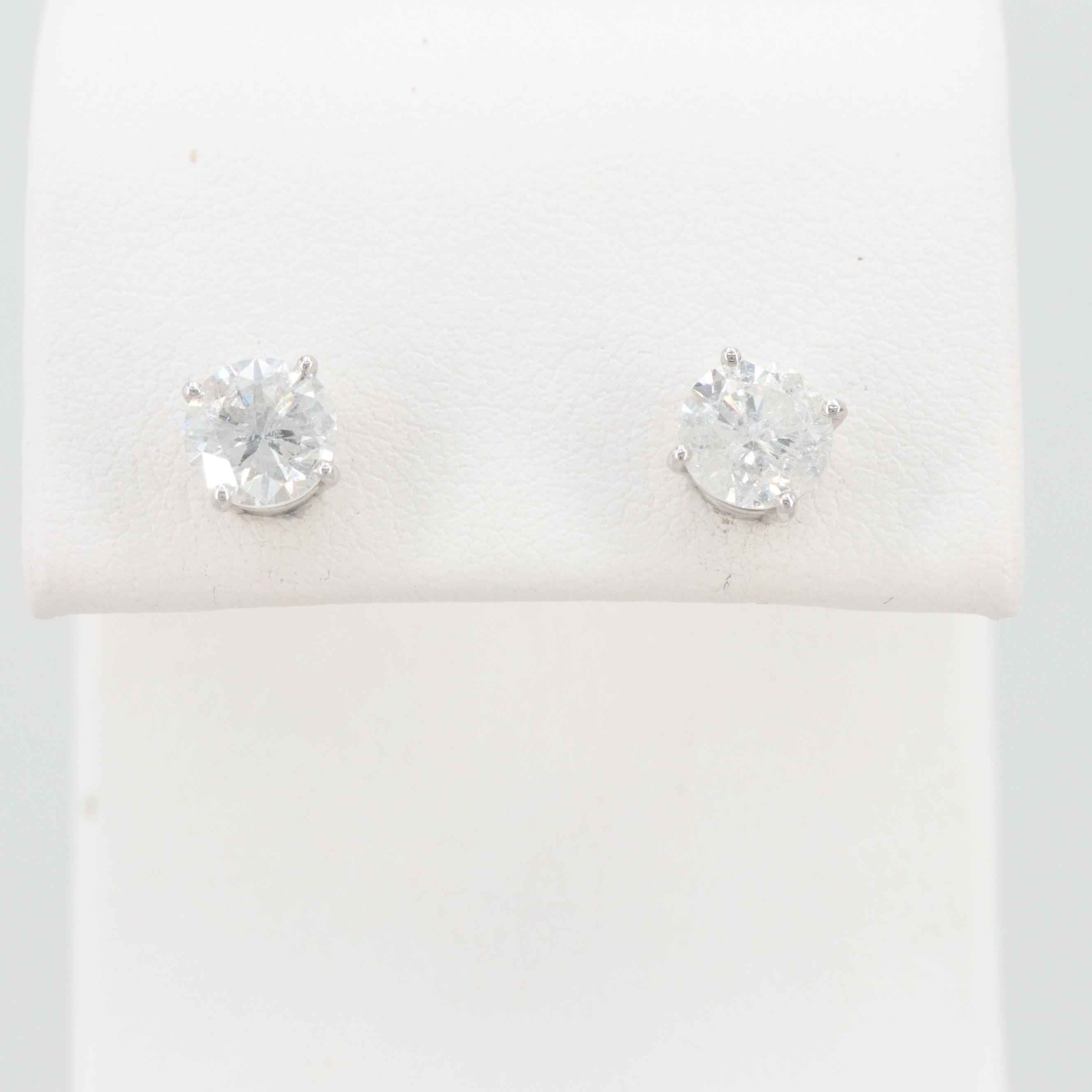 14K White Gold 1.77 CTW Diamond Stud Earrings