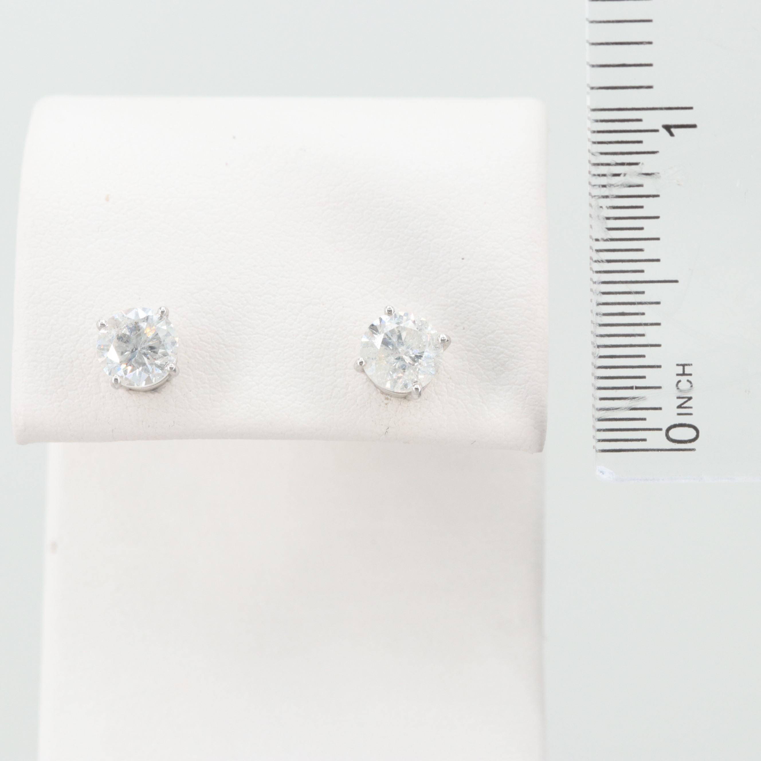 14K White Gold 1.77 CTW Diamond Stud Earrings
