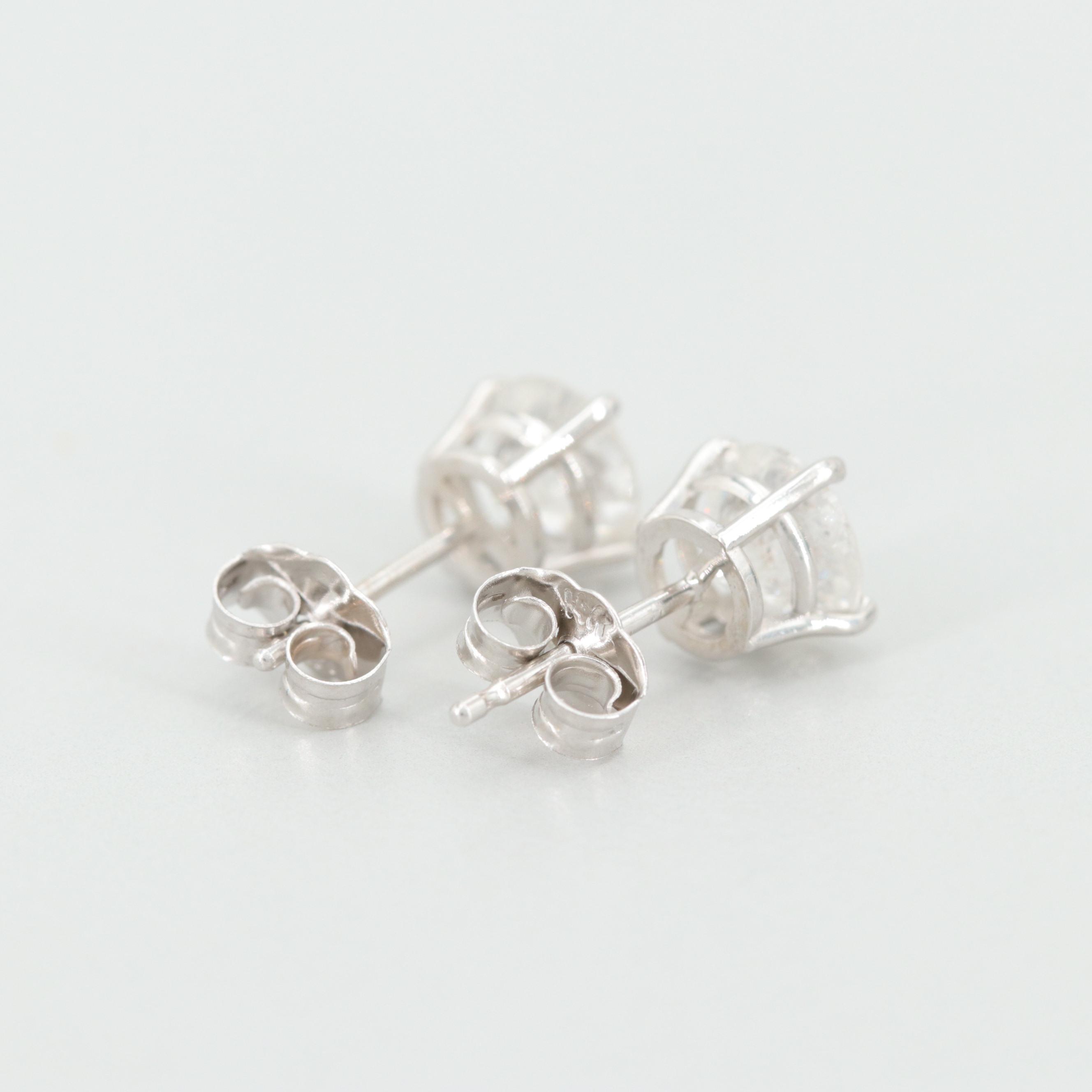 14K White Gold 1.77 CTW Diamond Stud Earrings