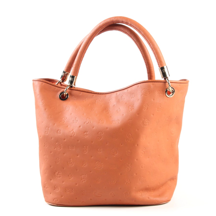 Lancel Paris Le Daligramme Monogram Gala Stamped Leather Tote