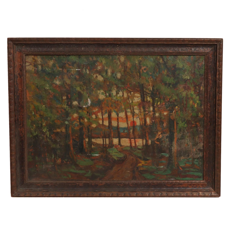 A. Harper Forest Landscape Oil Painting, Late 19th Century