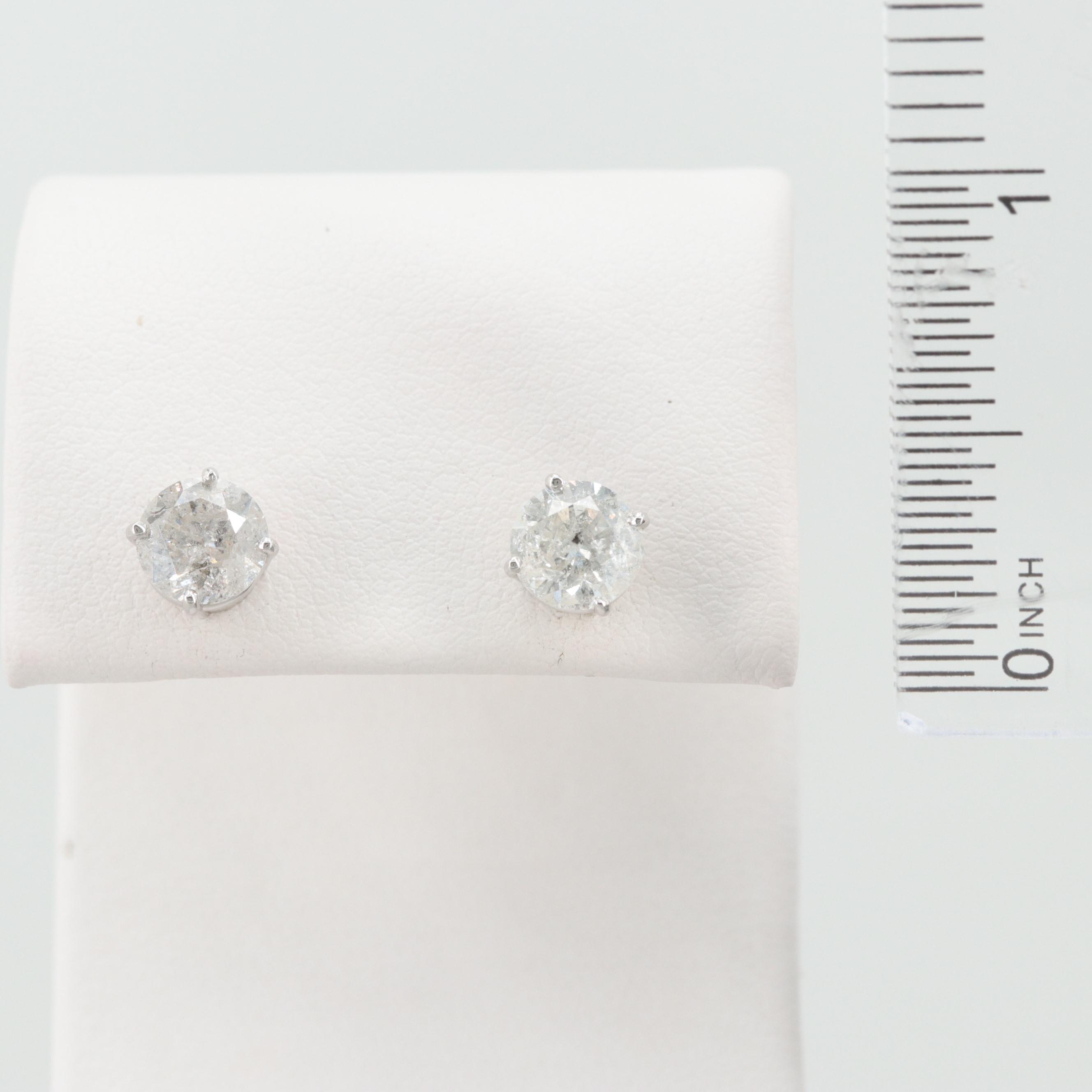 14K White Gold 2.15 CTW Diamond Stud Earrings