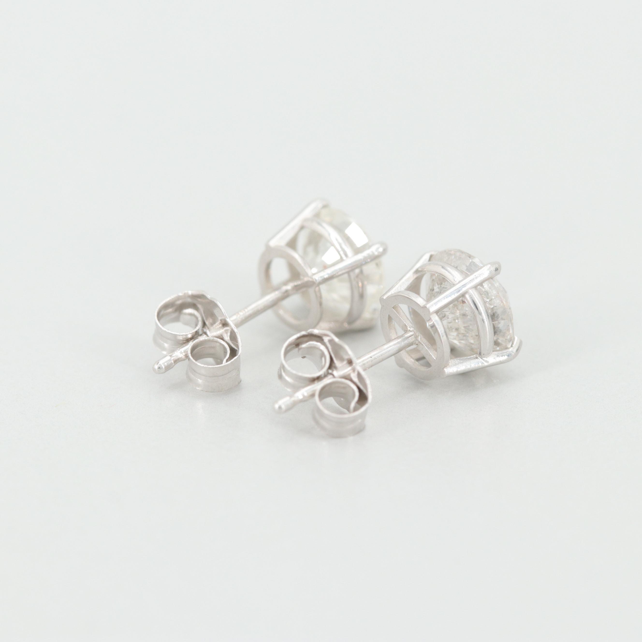 14K White Gold 2.15 CTW Diamond Stud Earrings