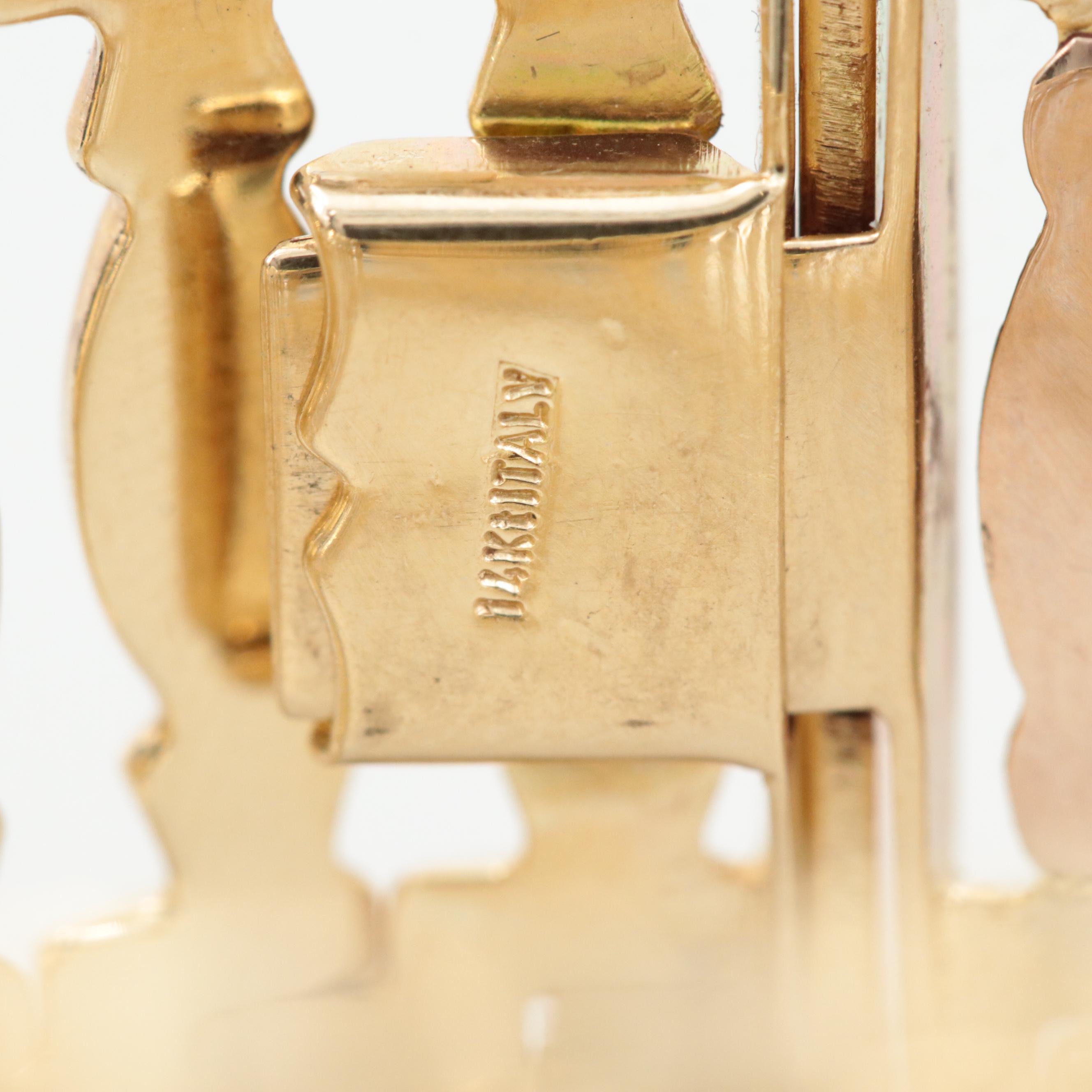 14K Yellow Gold Column Style Link Bracelet