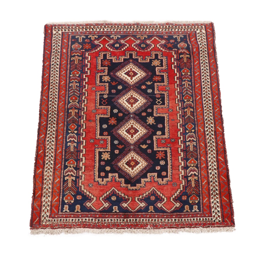 Hand-Knotted Persian Afshar Wool Area Rug