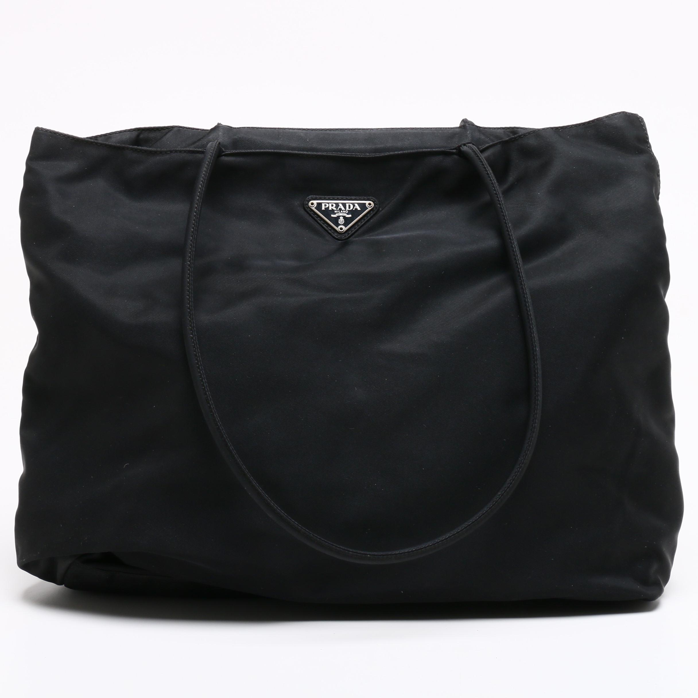 Prada Black Tessuto Nylon Tote Bag With Prada Shield Style Sunglasses