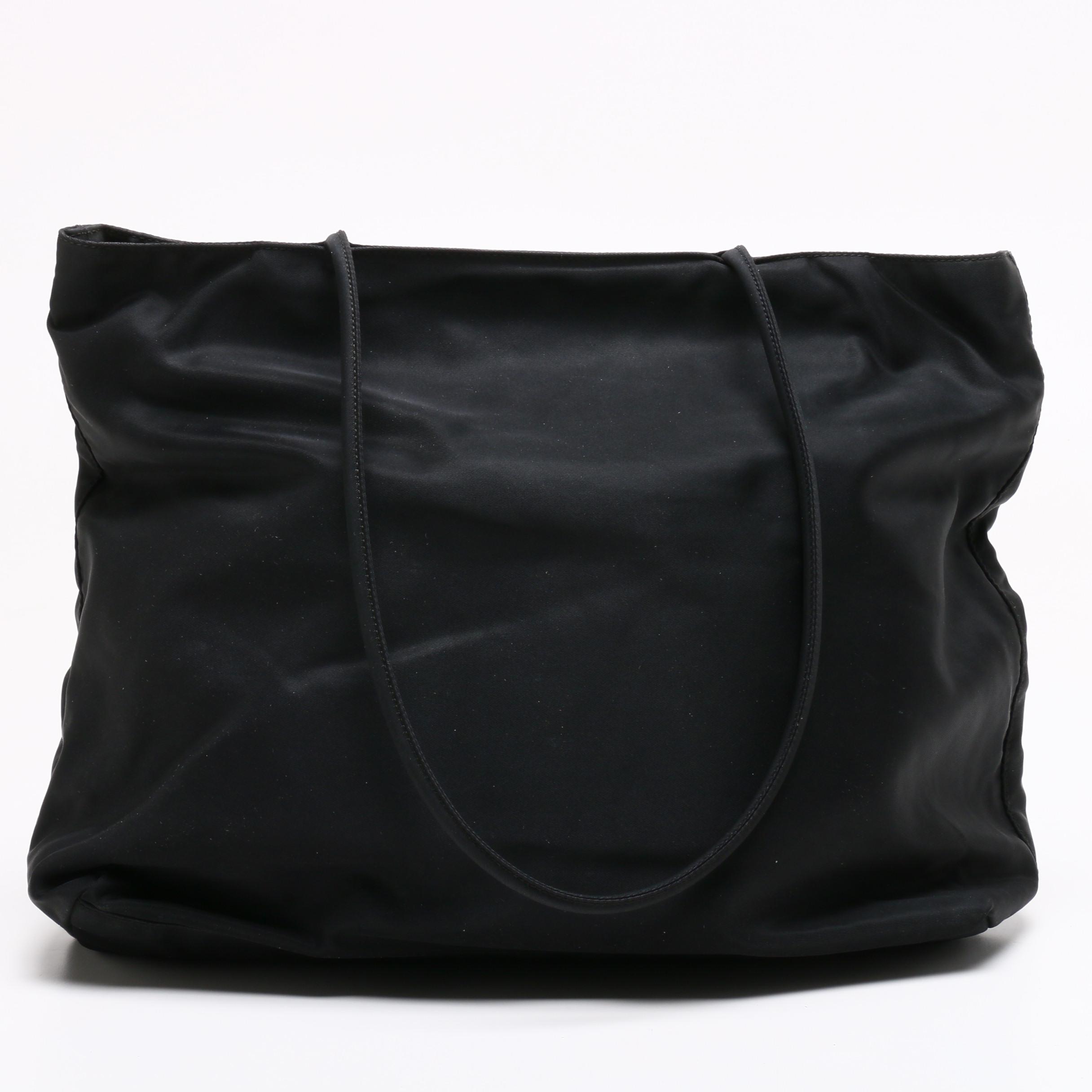 Prada Black Tessuto Nylon Tote Bag With Prada Shield Style Sunglasses