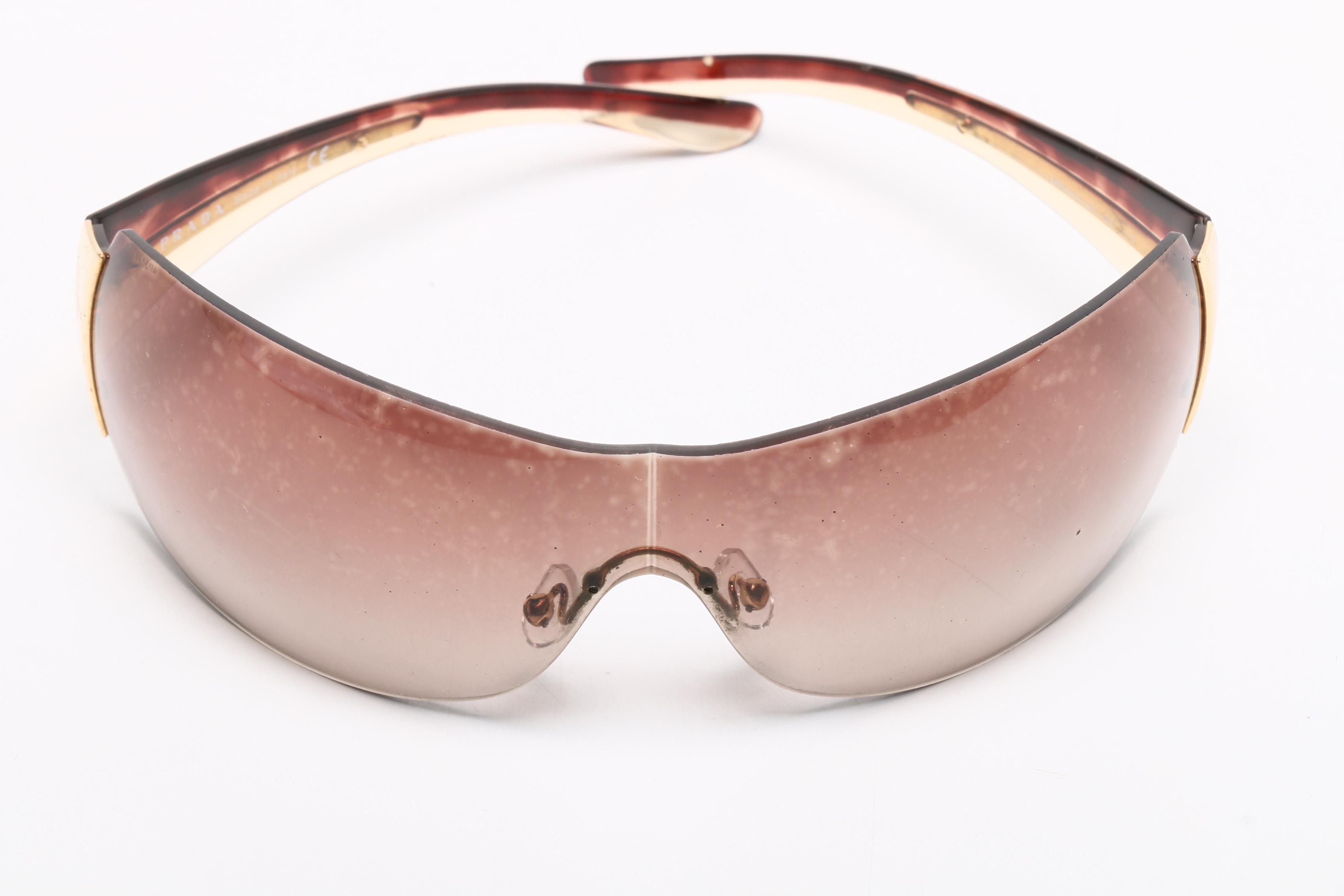 Prada Black Tessuto Nylon Tote Bag With Prada Shield Style Sunglasses