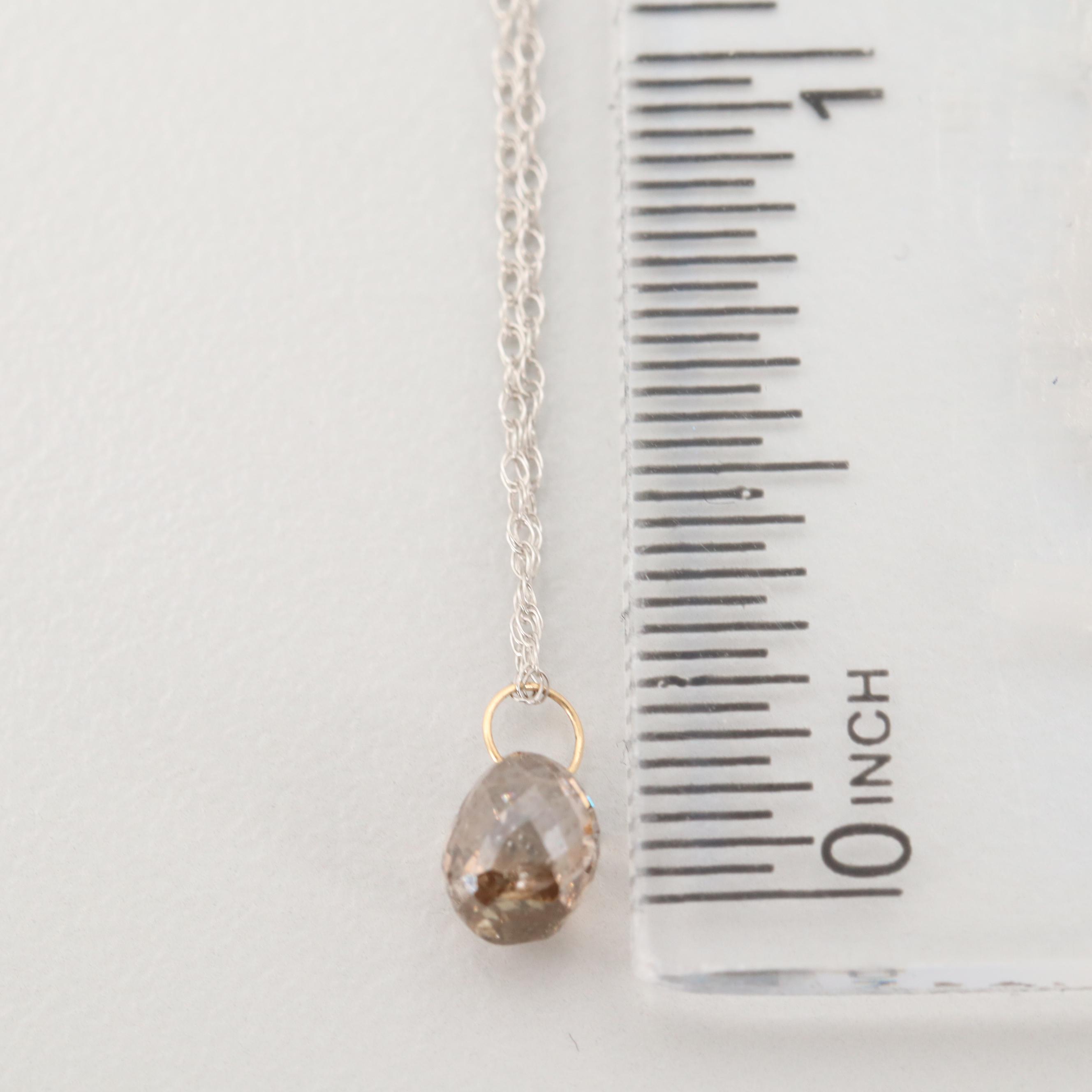 14K White Gold 1.00 CT Fancy Dark Brown Diamond Necklace with GIA Report