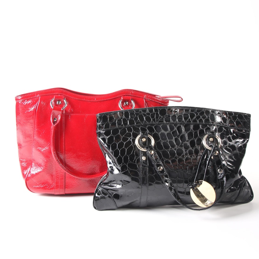 Emporio Armani Crocodile Embossed and Nordstrom Red Crinkle Patent Leather Bags