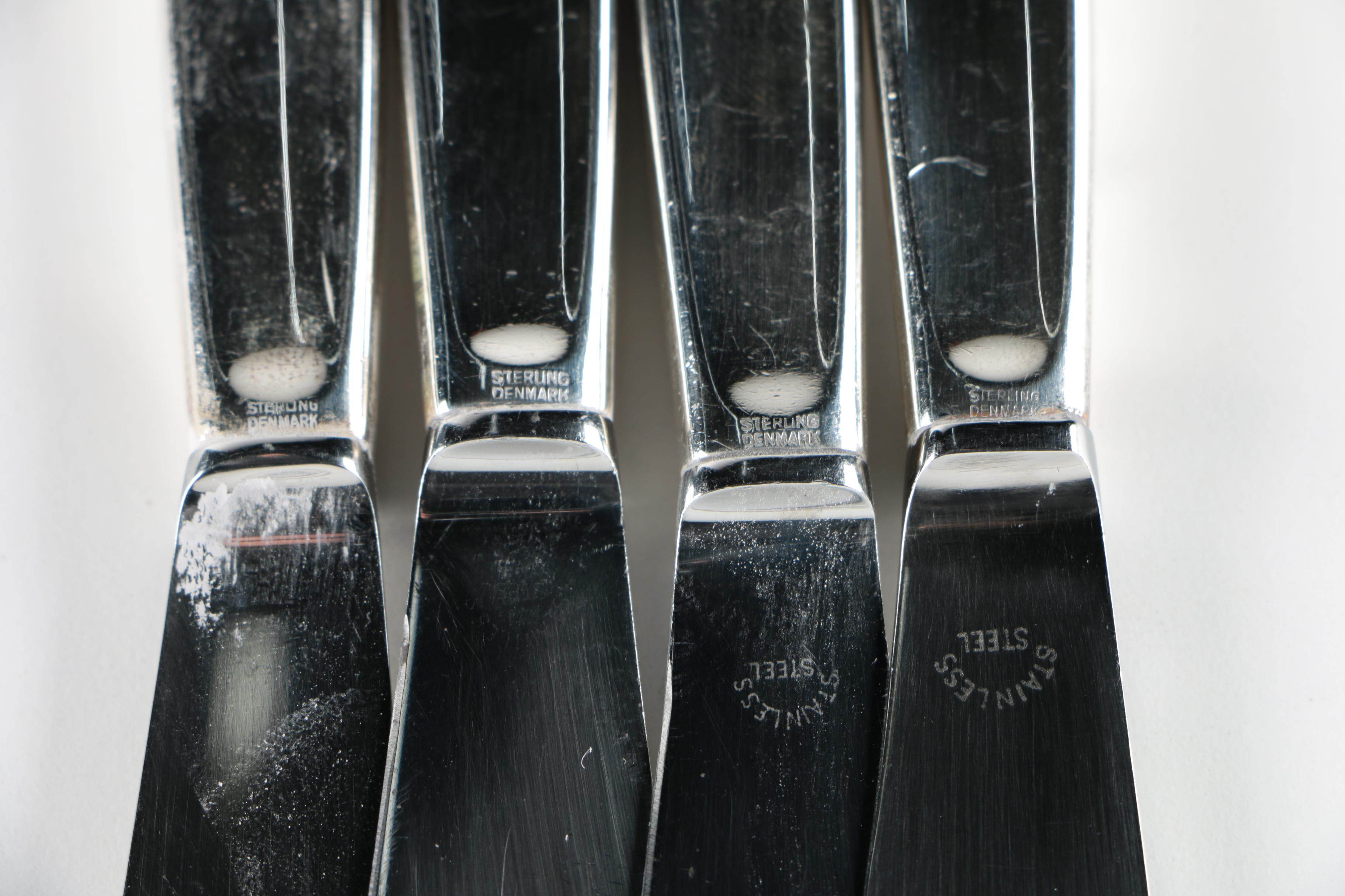 Georg Jensen "Cypress" Sterling Silver Flatware, Denmark, Circa 1954