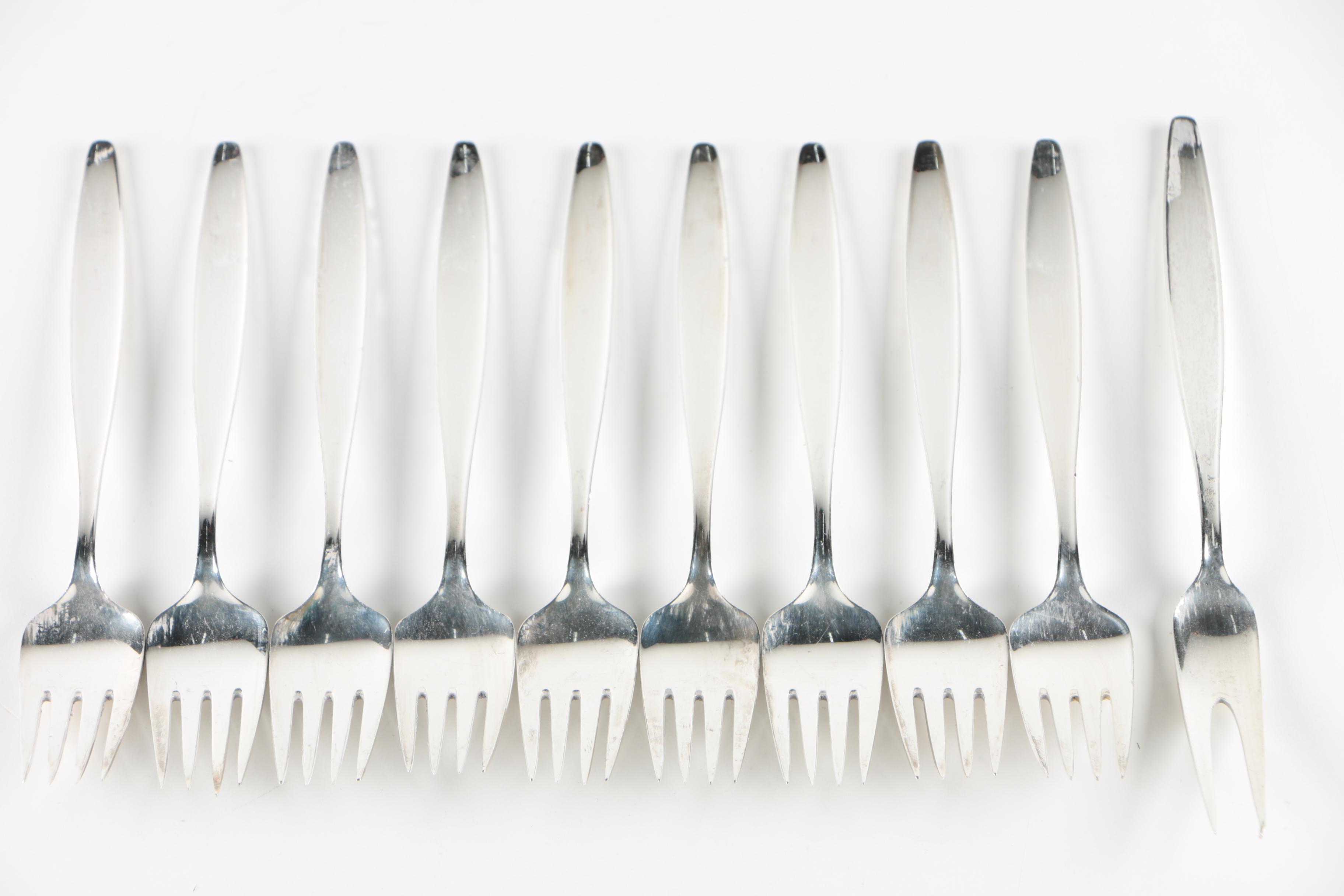 Georg Jensen "Cypress" Sterling Silver Flatware, Denmark, Circa 1954