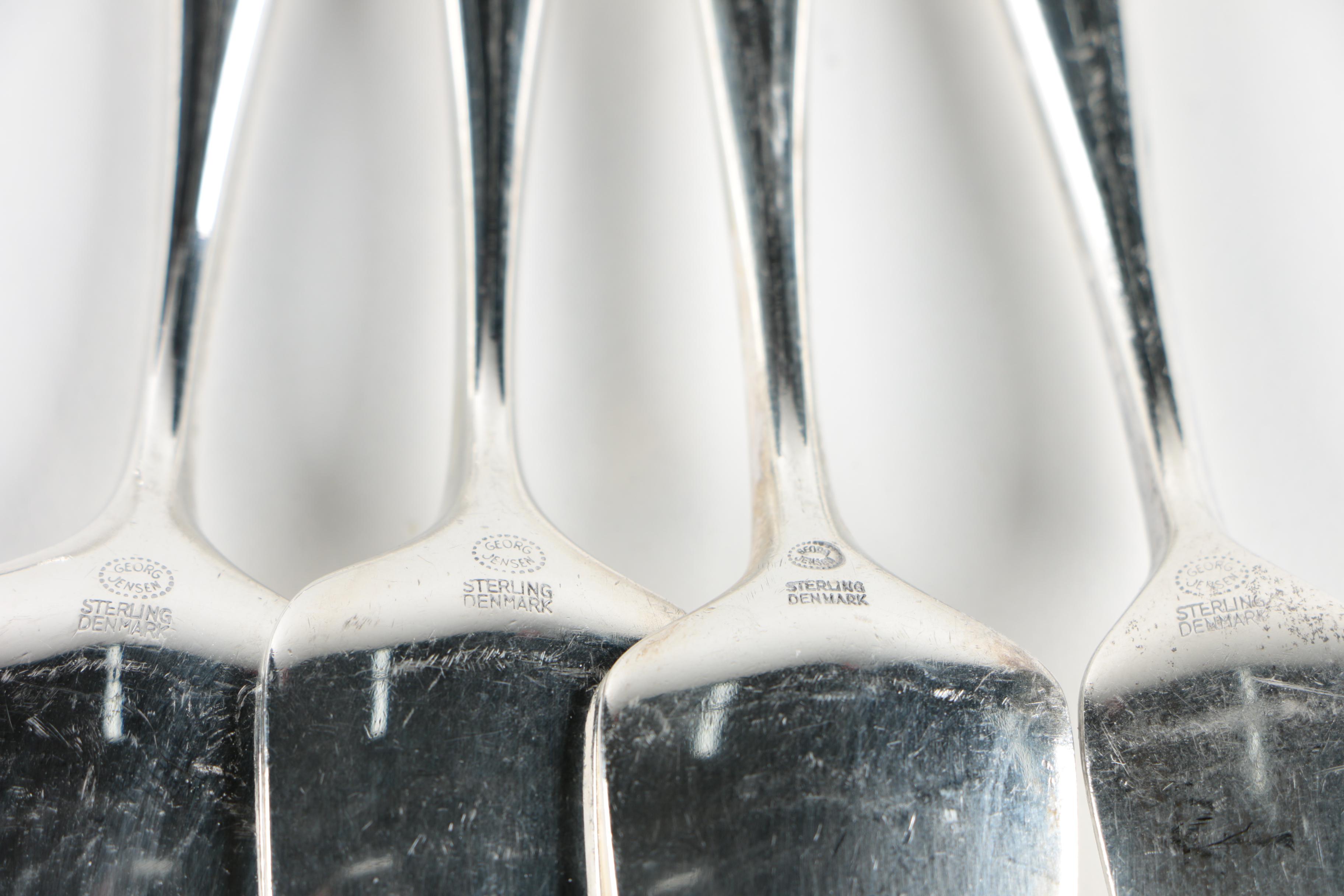 Georg Jensen "Cypress" Sterling Silver Flatware, Denmark, Circa 1954