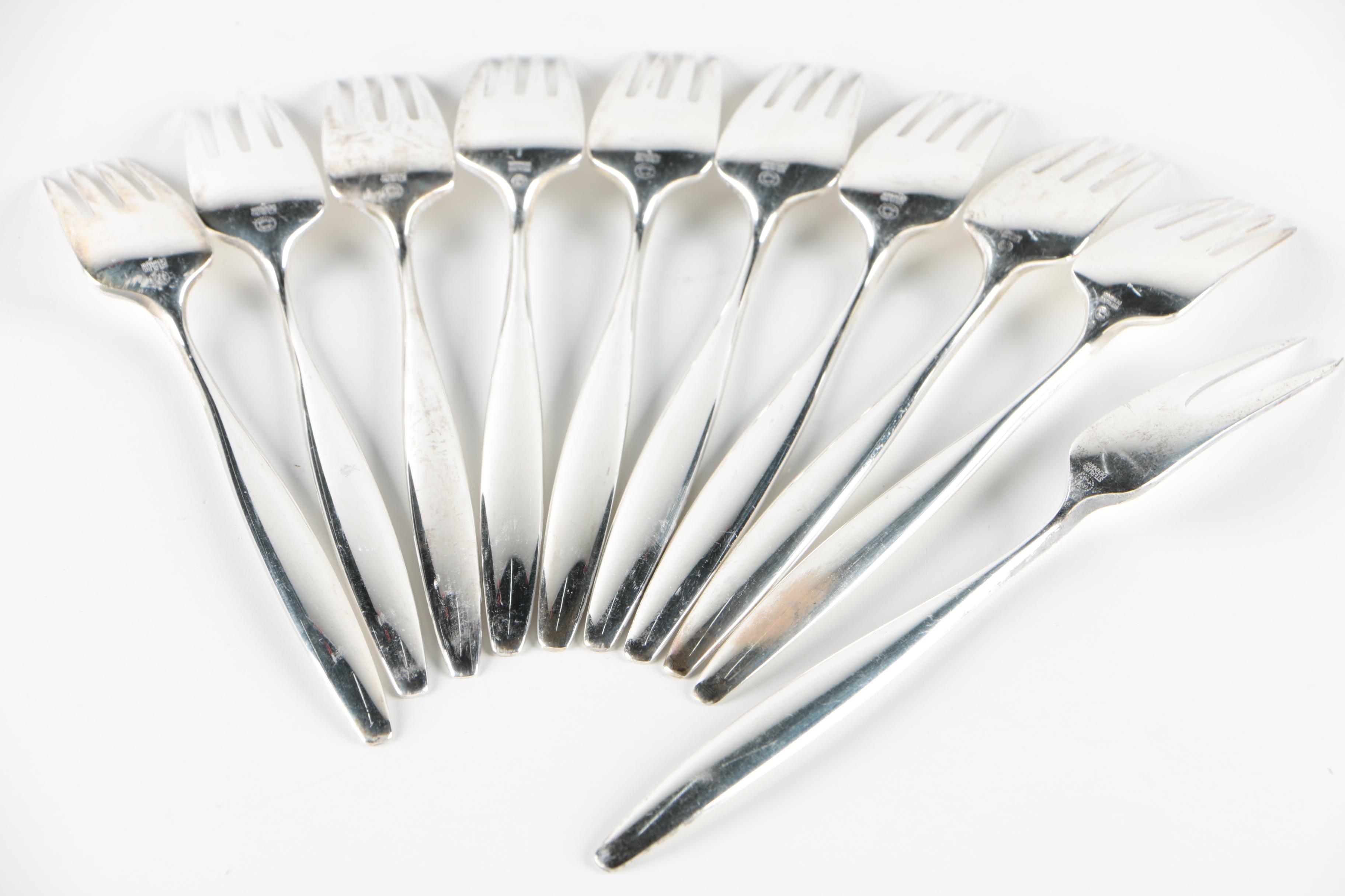 Georg Jensen "Cypress" Sterling Silver Flatware, Denmark, Circa 1954