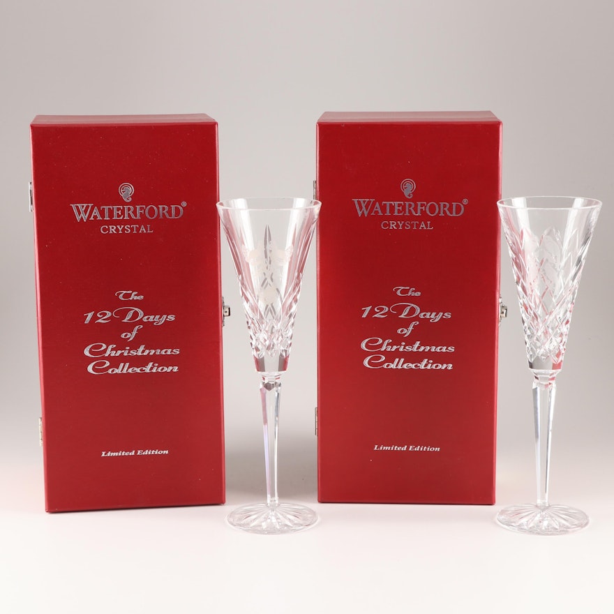 Waterford Crystal "The 12 Days of Christmas Collection" Flutes