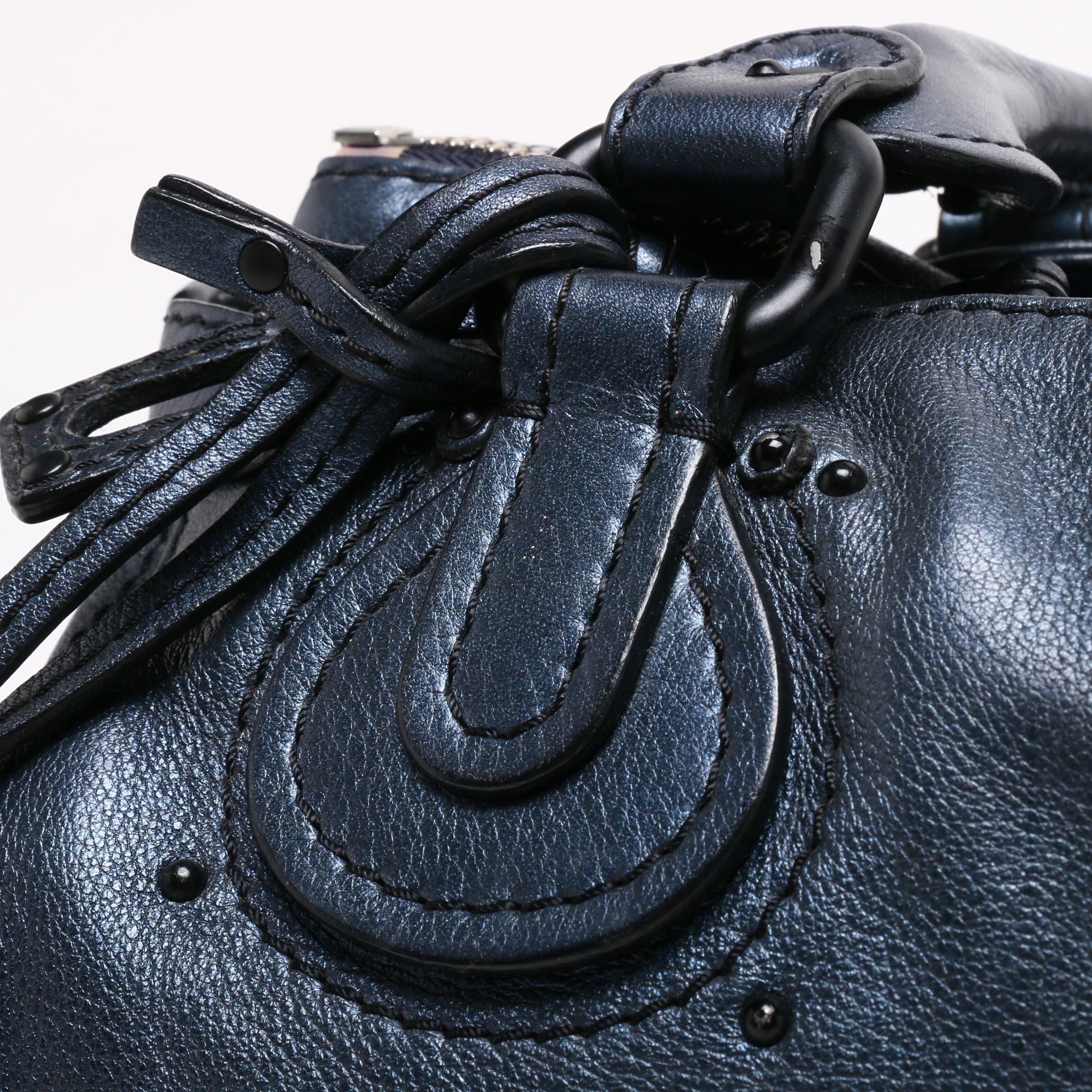 Chloé Metallic Blue Leather Paddington Satchel