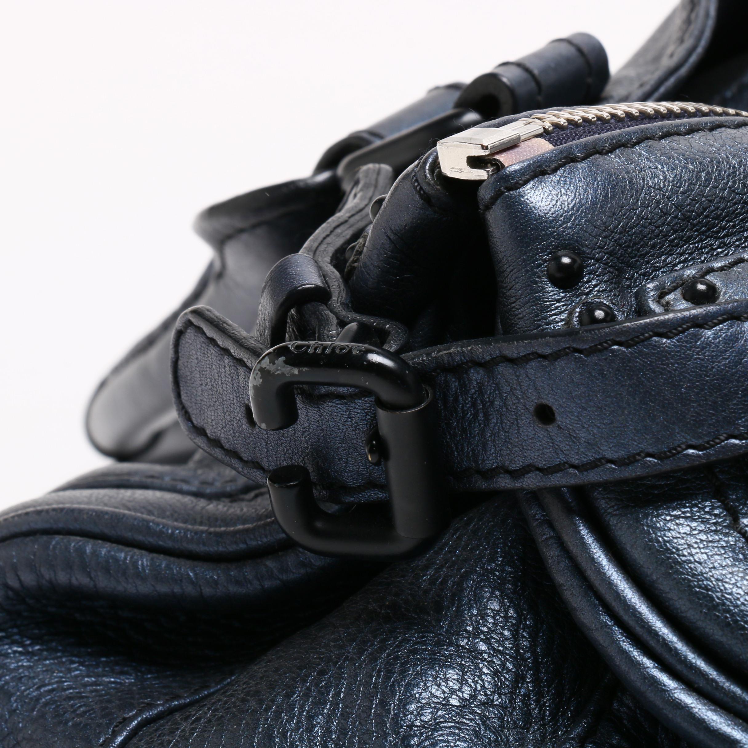 Chloé Metallic Blue Leather Paddington Satchel