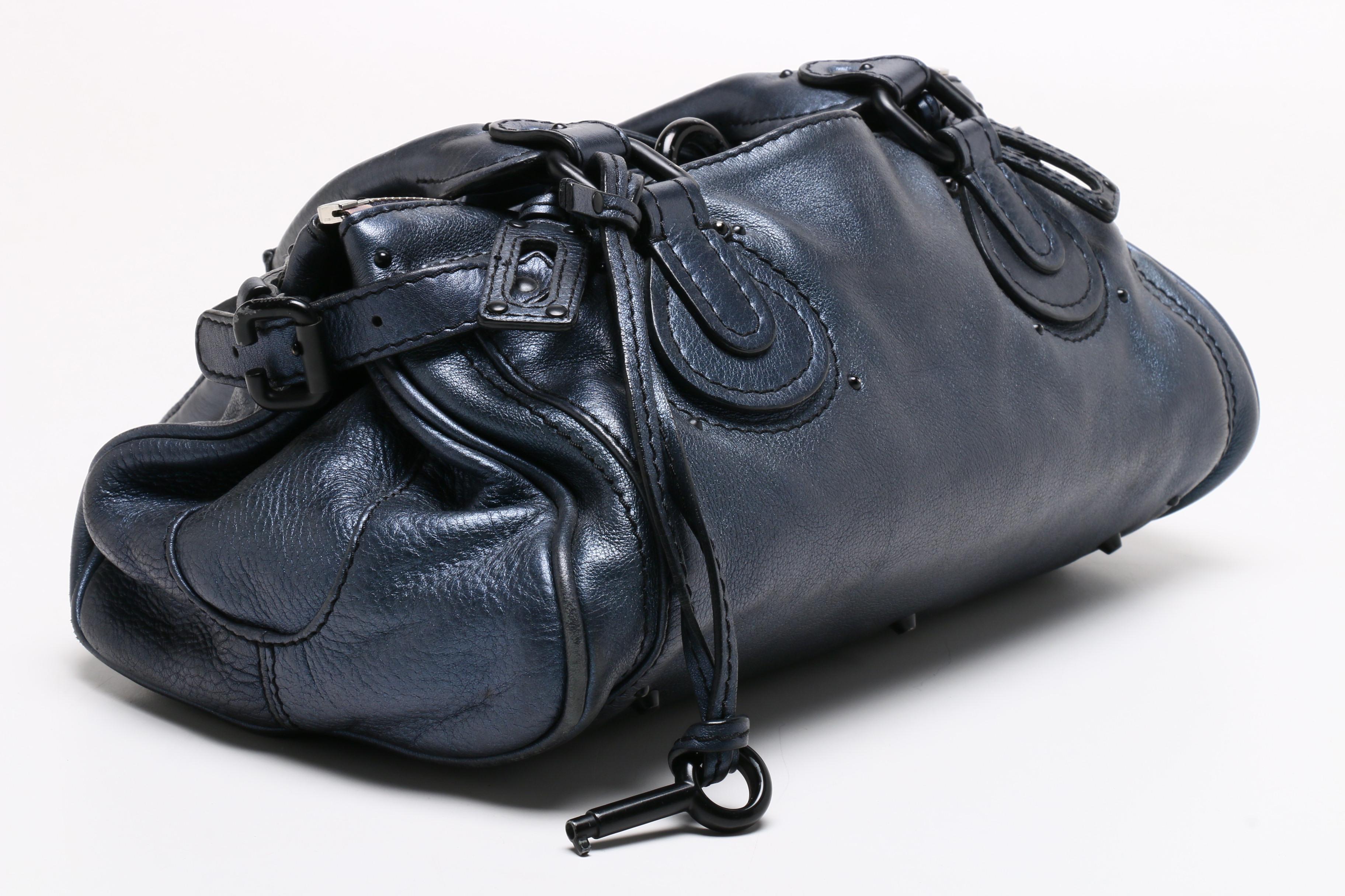 Chloé Metallic Blue Leather Paddington Satchel